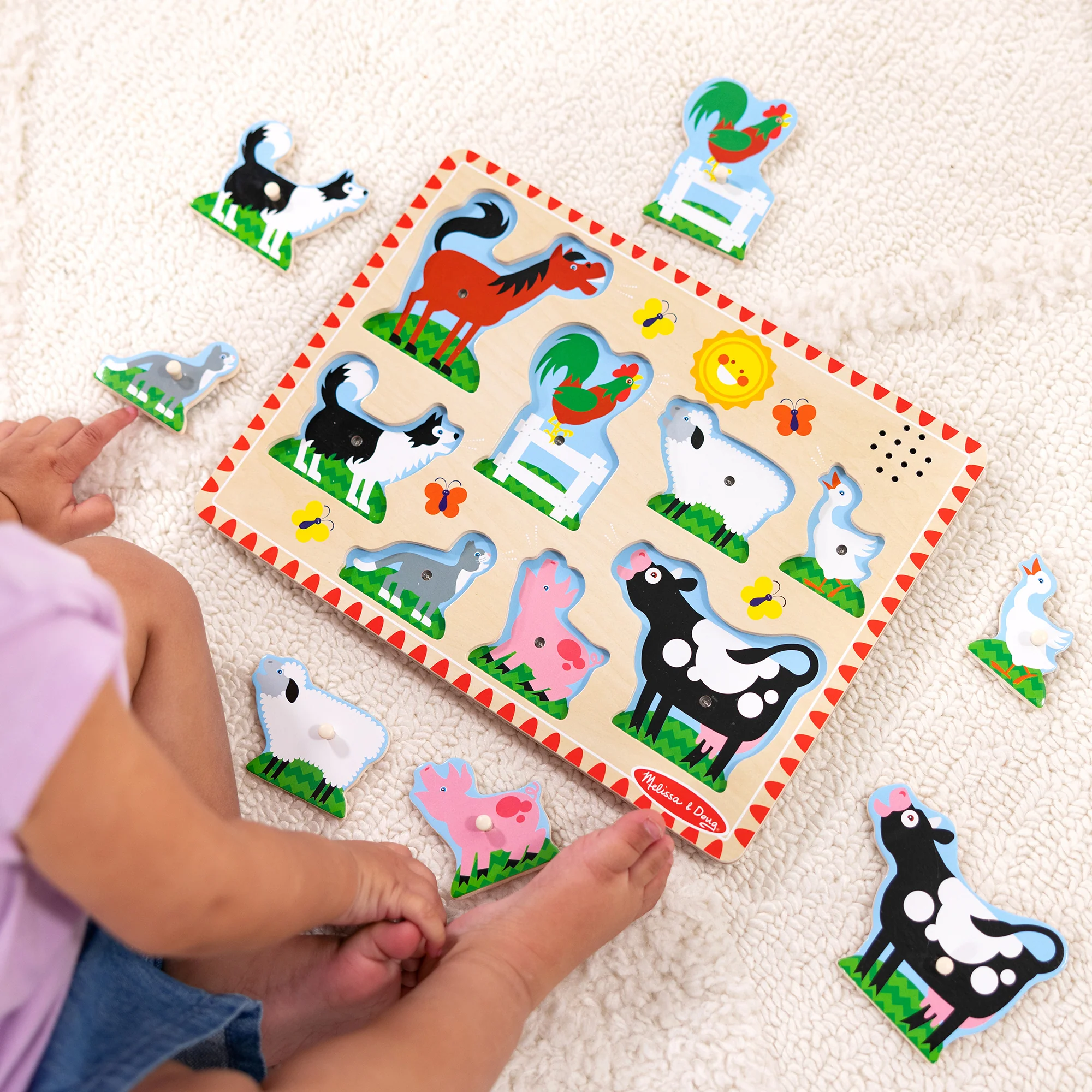Melissa & Doug Farm Animals Sound Puzzle - 8-Piece Interactive Learning Toy - Image 5