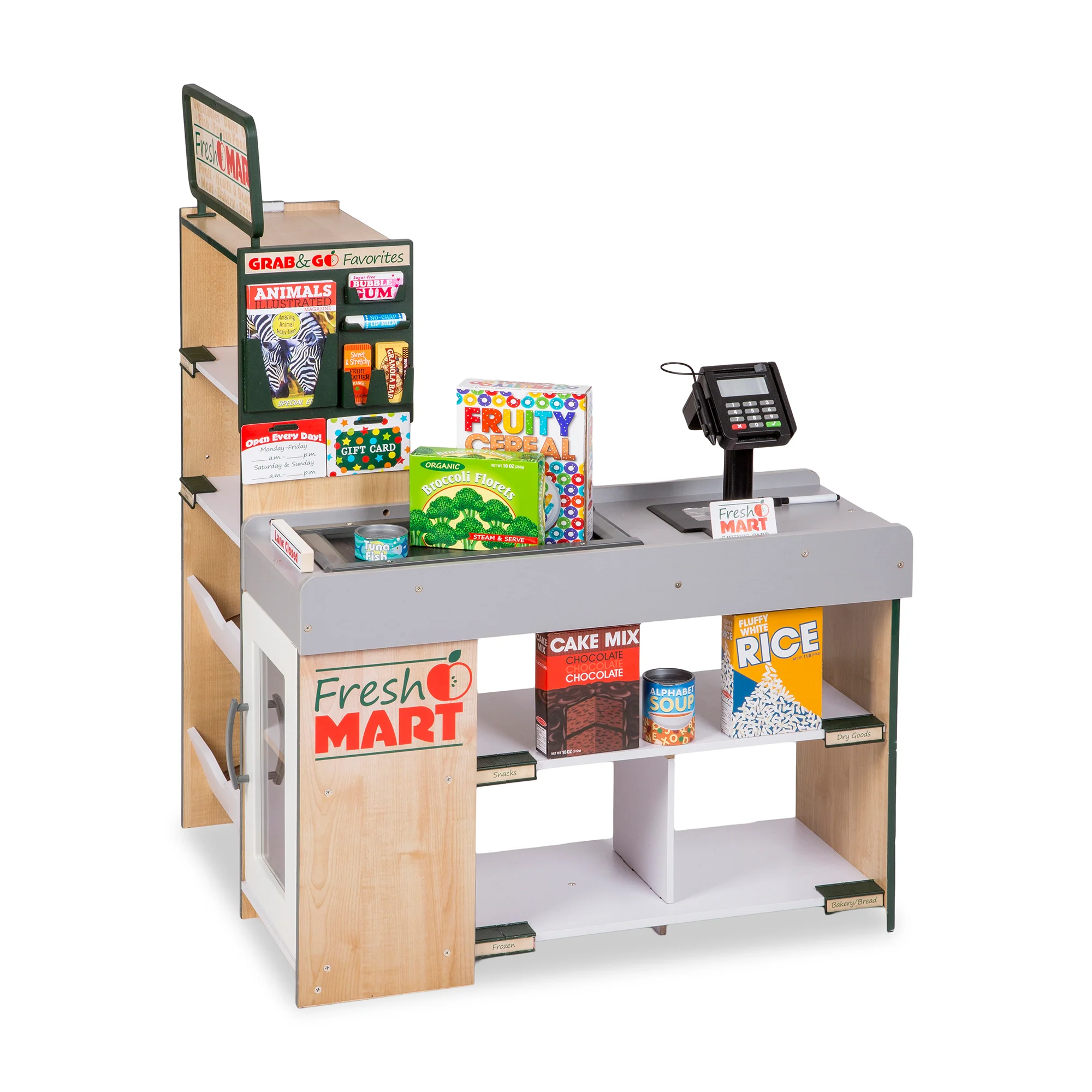 Melissa & Doug Deluxe Wooden Fresh Mart Grocery Store - Interactive Play Set - Image 2