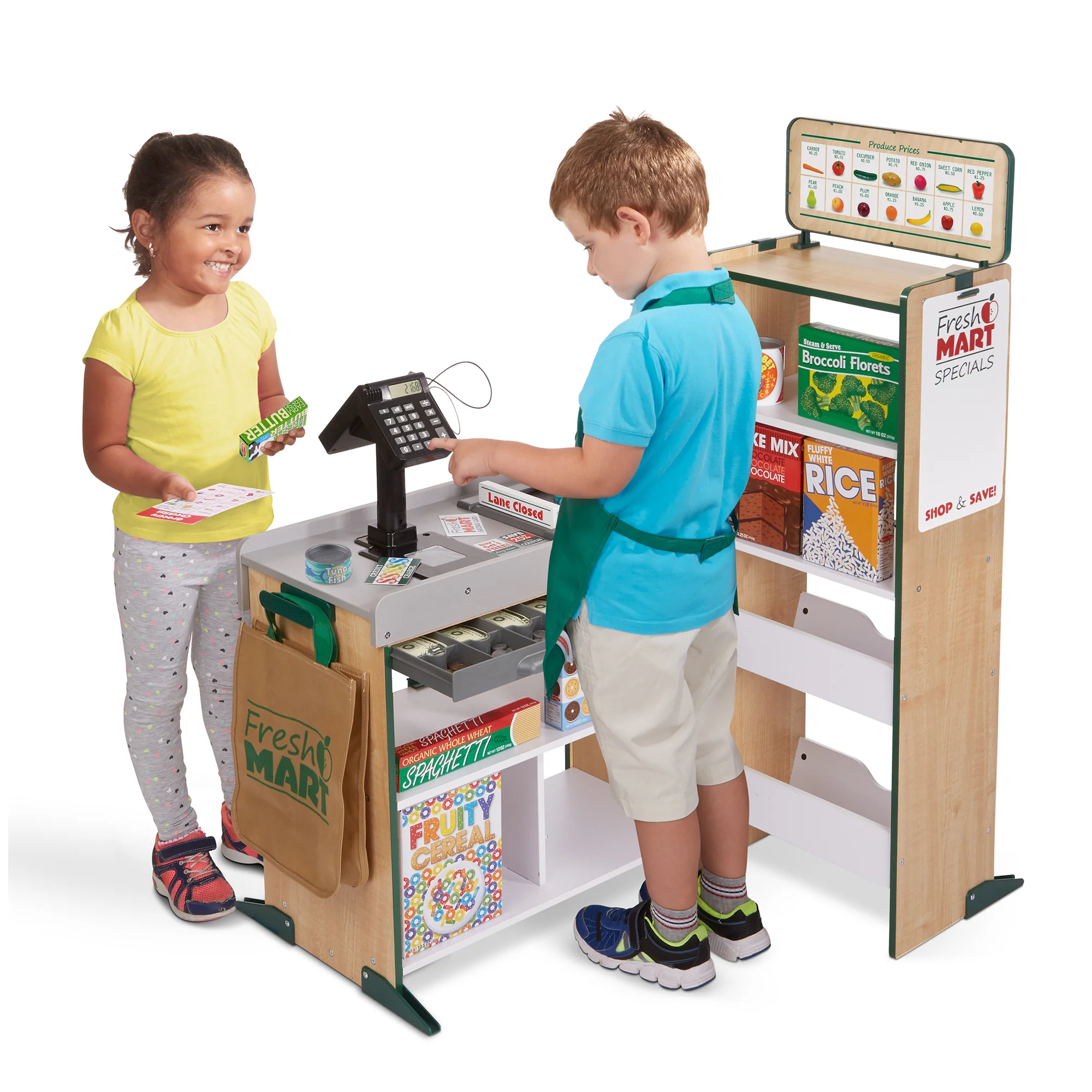Melissa & Doug Deluxe Wooden Fresh Mart Grocery Store - Interactive Play Set - Image 3