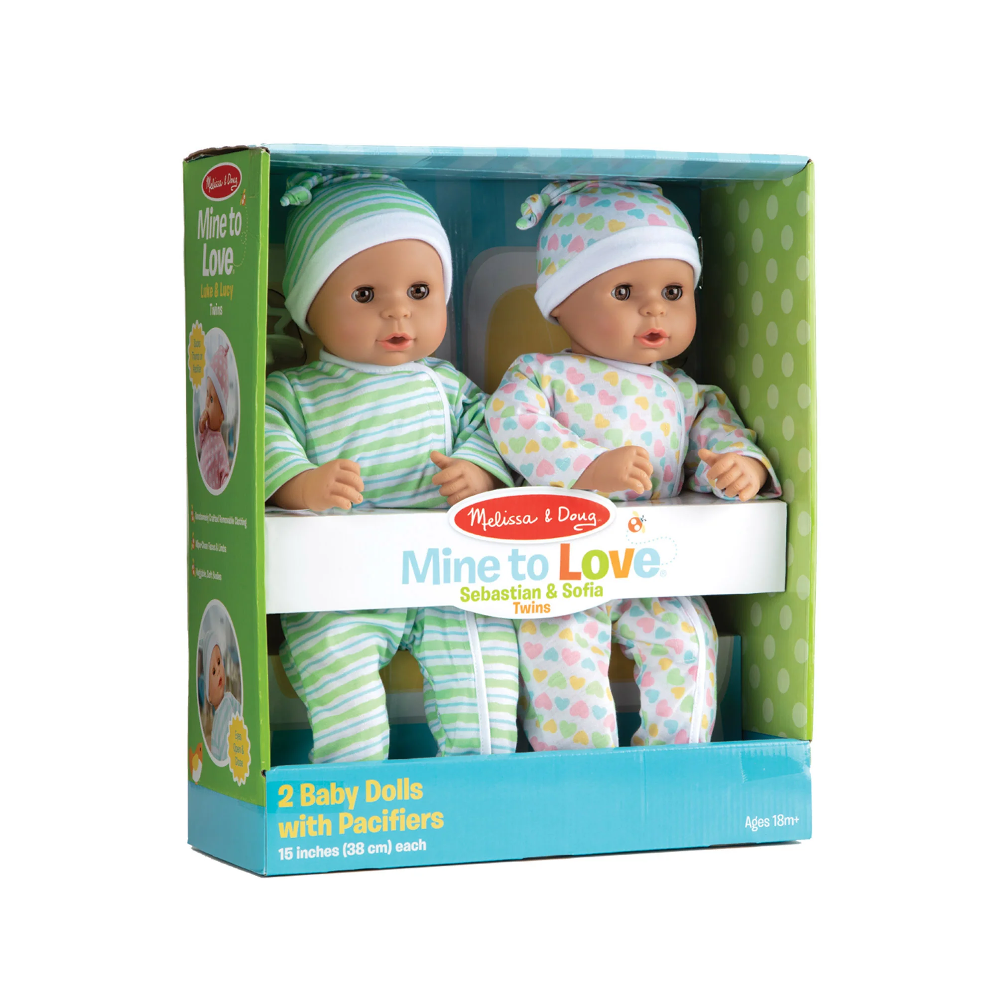 Melissa & Doug 15" - Mine to Love Twins Sebastian & Sofia Dolls - Image 2