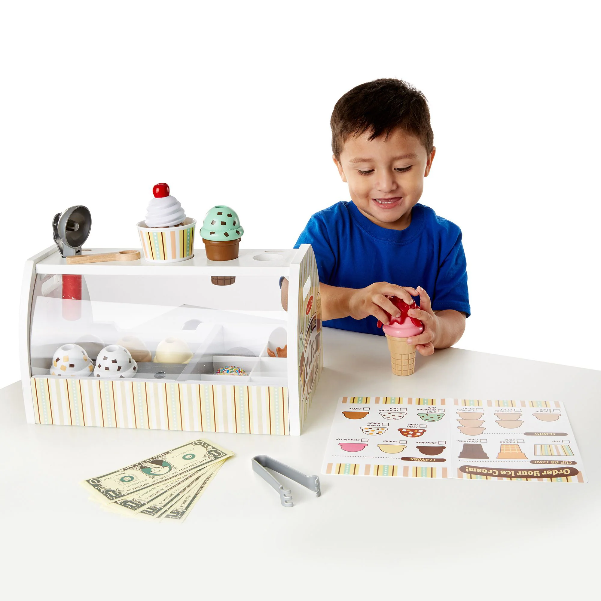 Melissa & Doug 28-Piece Wooden Ice Cream Play Set - Image 3