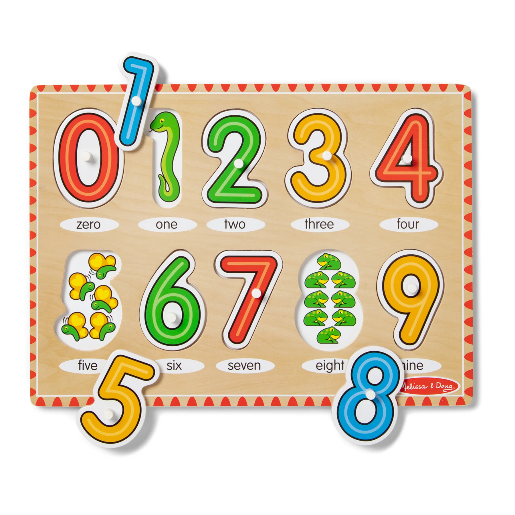 Melissa & Doug See-Inside Numbers Wooden Peg Puzzle - 10 pc - Image 3
