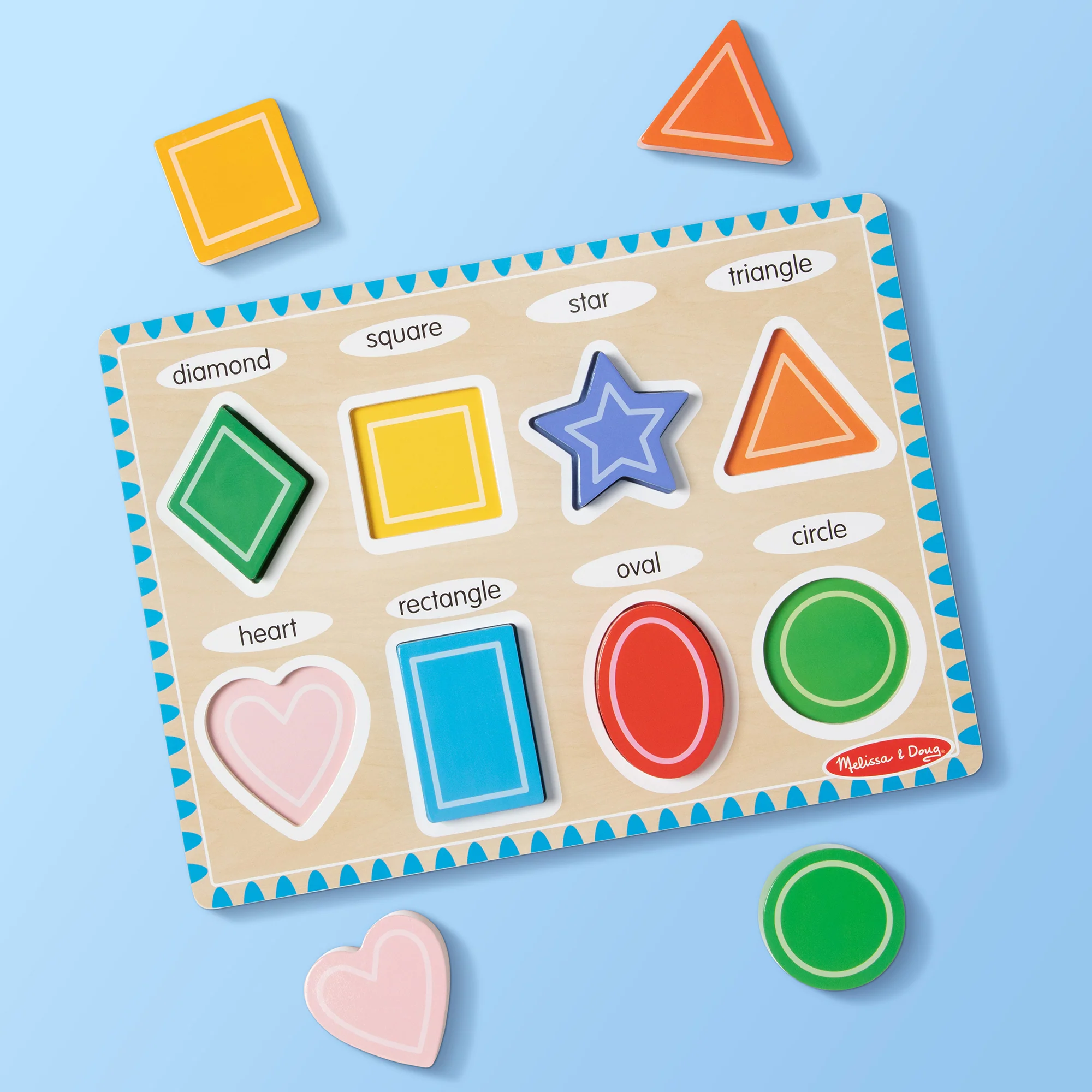 Melissa & Doug Bright Shapes 8-Piece Wooden Chunky Puzzle - Image 4