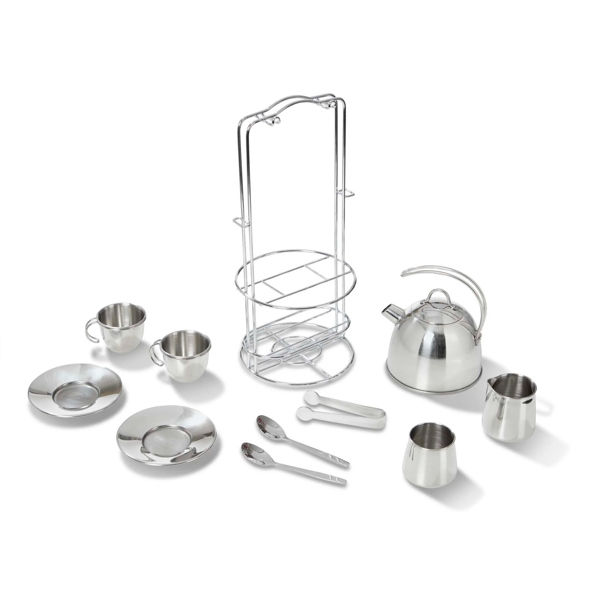 Melissa & Doug 11-Piece Stainless Steel Tea Set - Playtime Elegance - Image 3