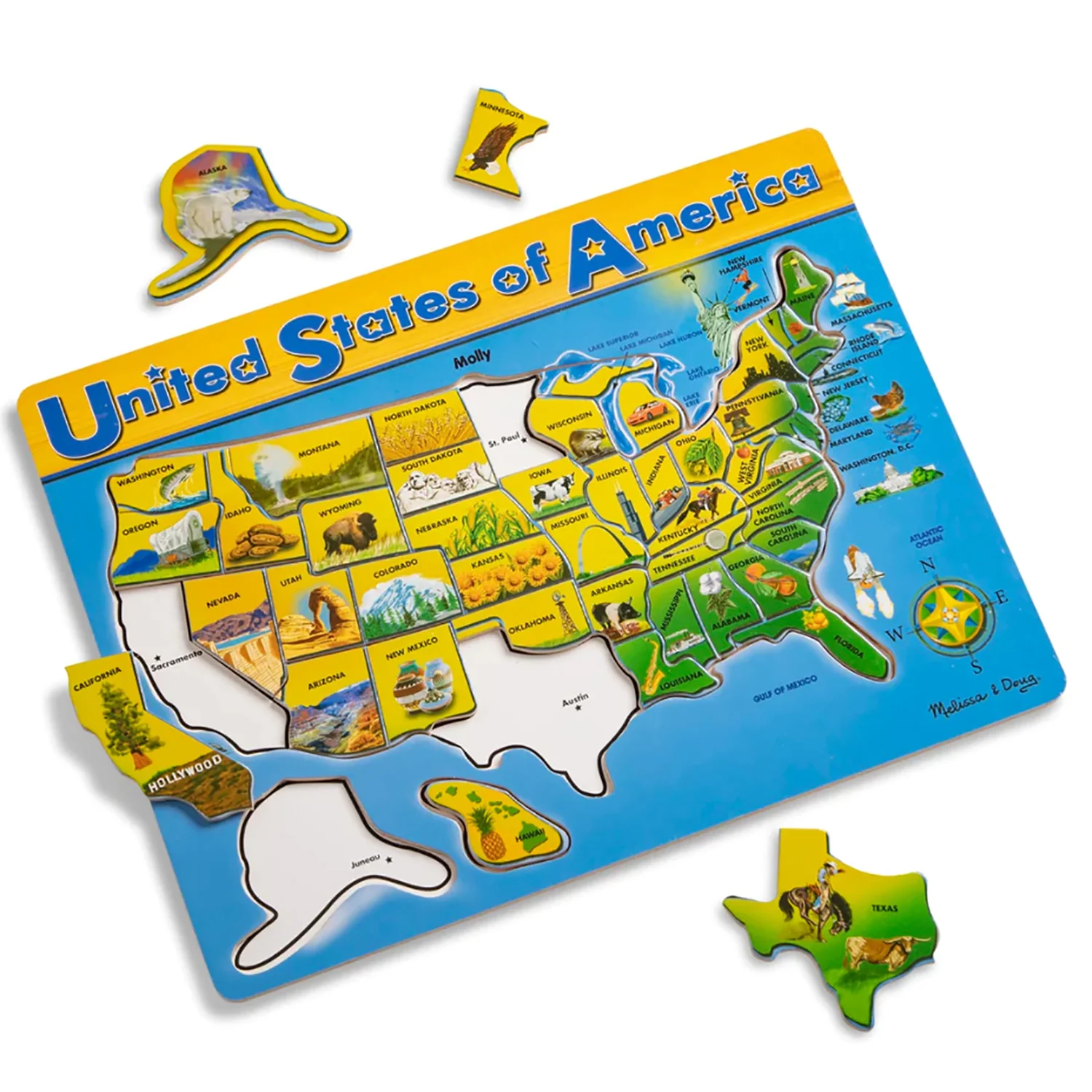 Melissa & Doug U.S.A. Map Wooden Puzzle - 45 Pieces - Interactive Geography Learning - Image 2