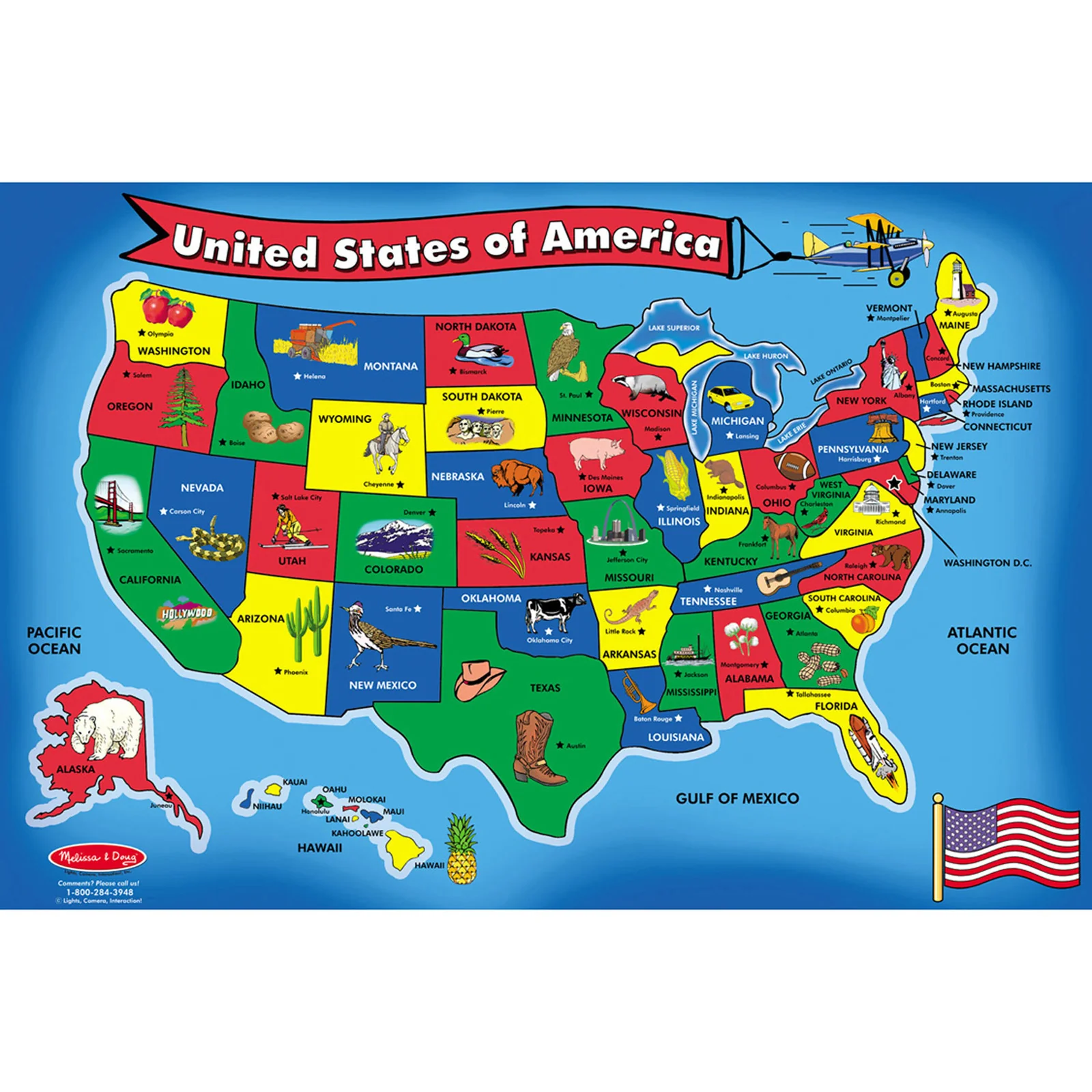 Melissa & Doug U.S. Map Floor Puzzle - 51 Pieces, 2 Pack - Image 2