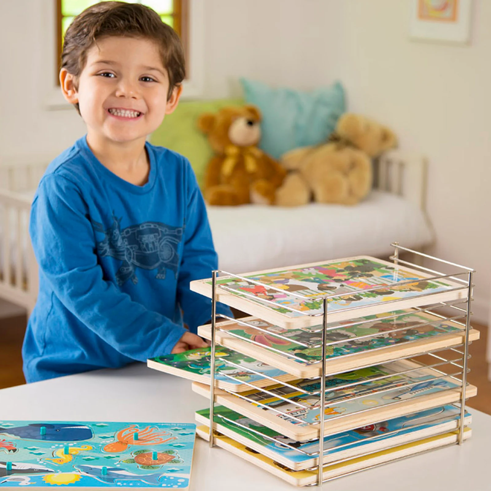 Melissa & Doug Sturdy Metal Puzzle Storage Rack - Image 3