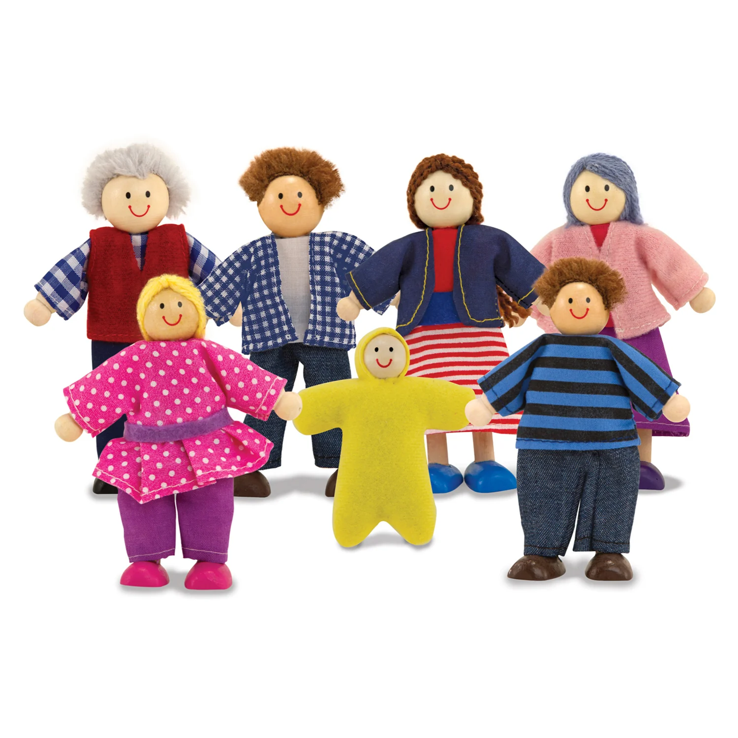 Melissa & Doug 7-Piece Poseable Wooden Doll Family Set - Image 2