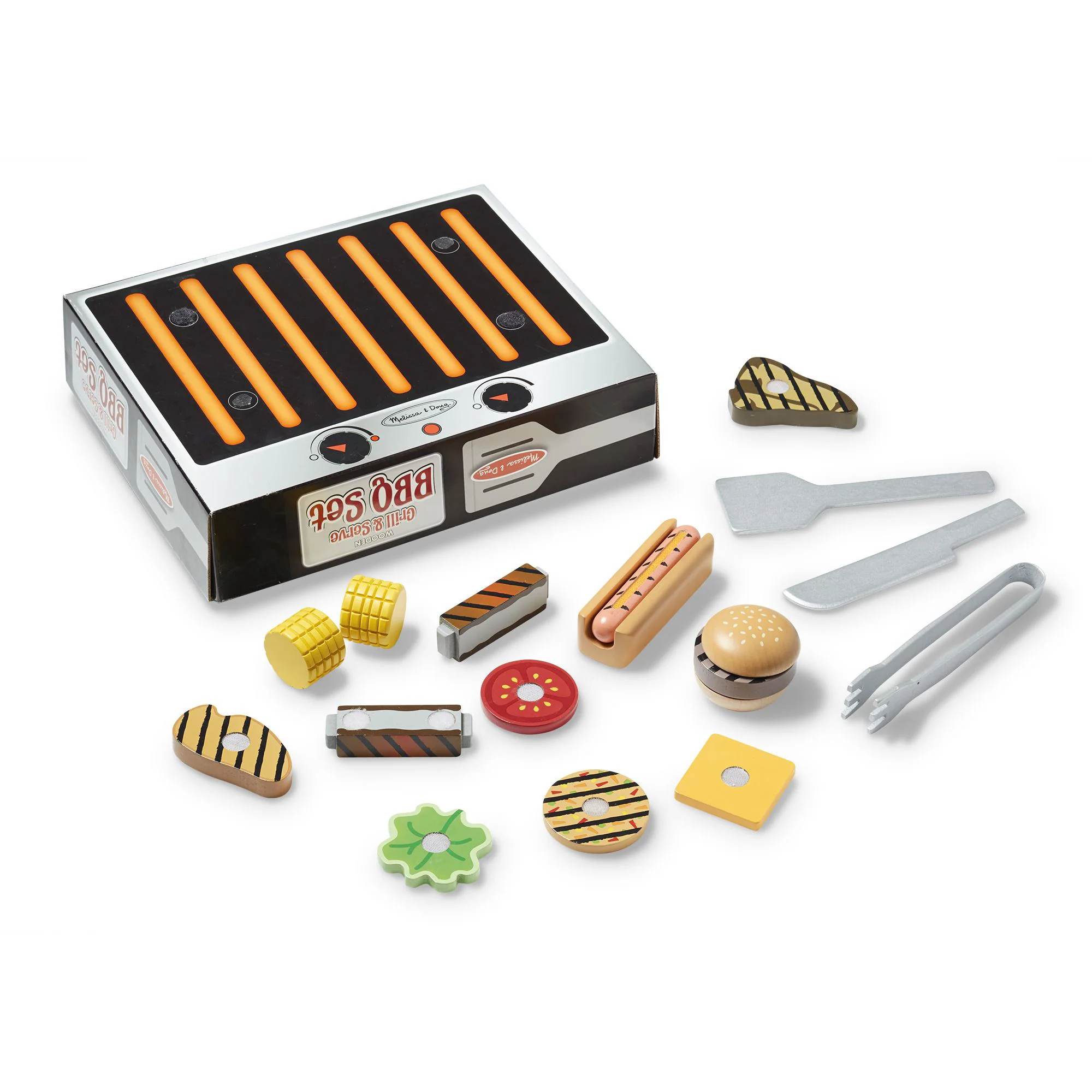 Melissa & Doug 20-Piece Wooden Grill & Serve BBQ Set - Image 2