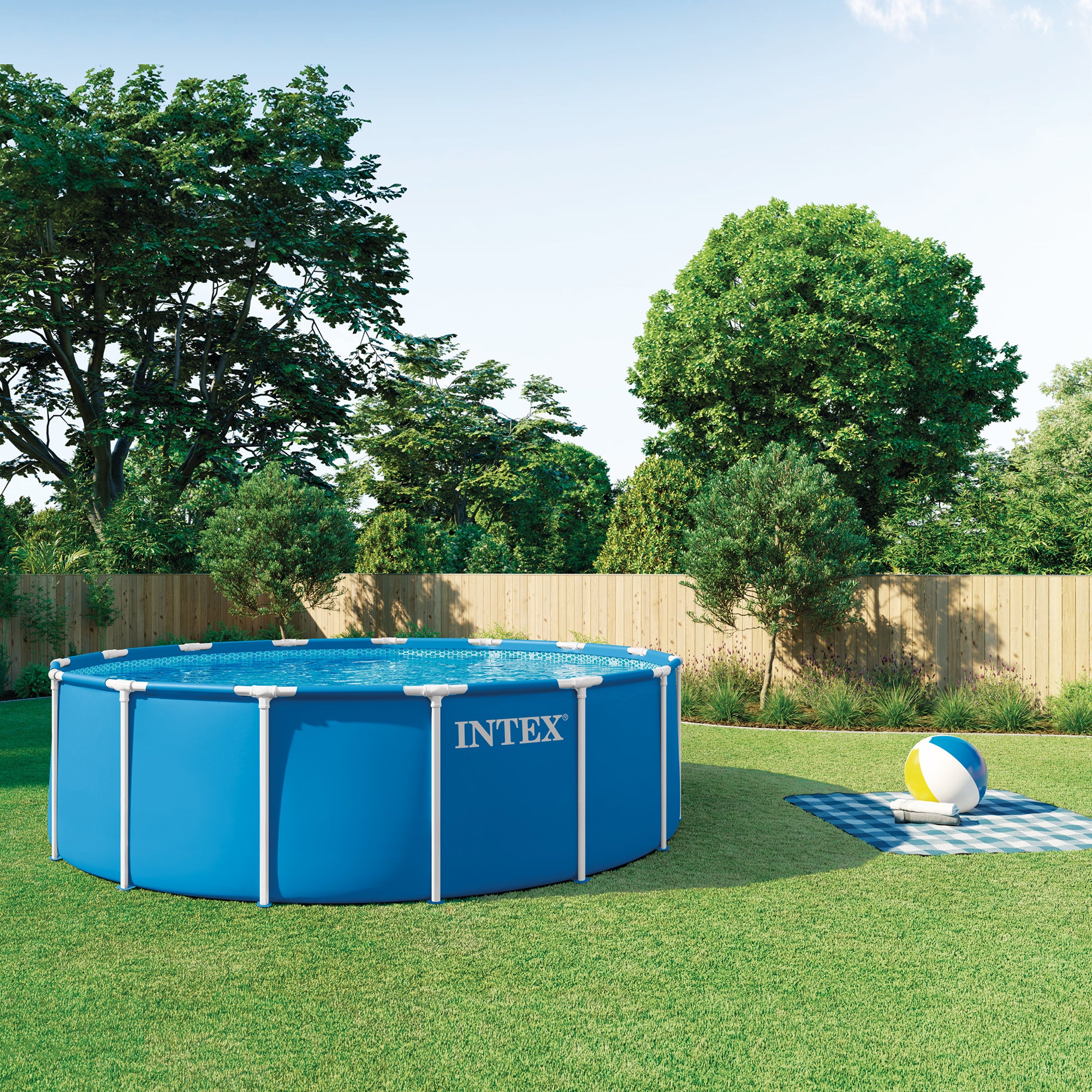 Intex 15-Foot Metal Frame Pool Set With Filter Pump, Ladder & Cover - Image 2