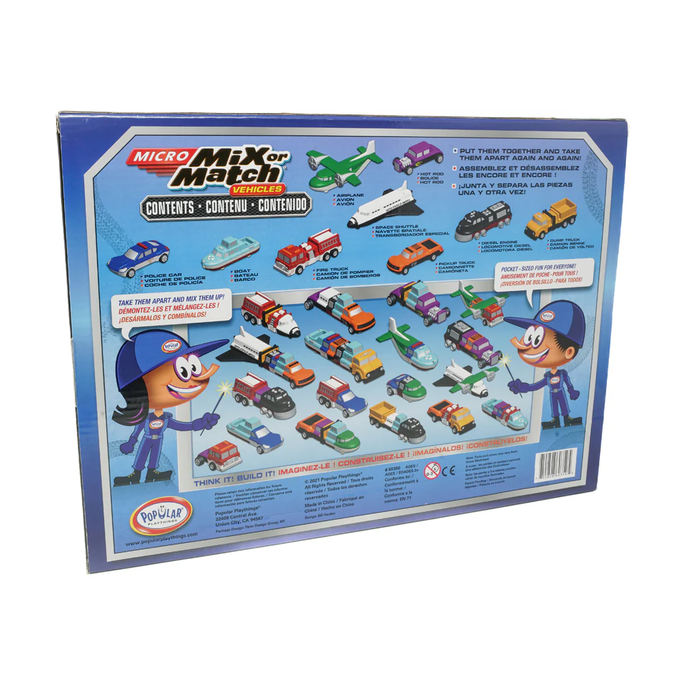 Popular Playthings Micro Mix or Match 9-Piece Interchangeable Vehicle Set - Image 2
