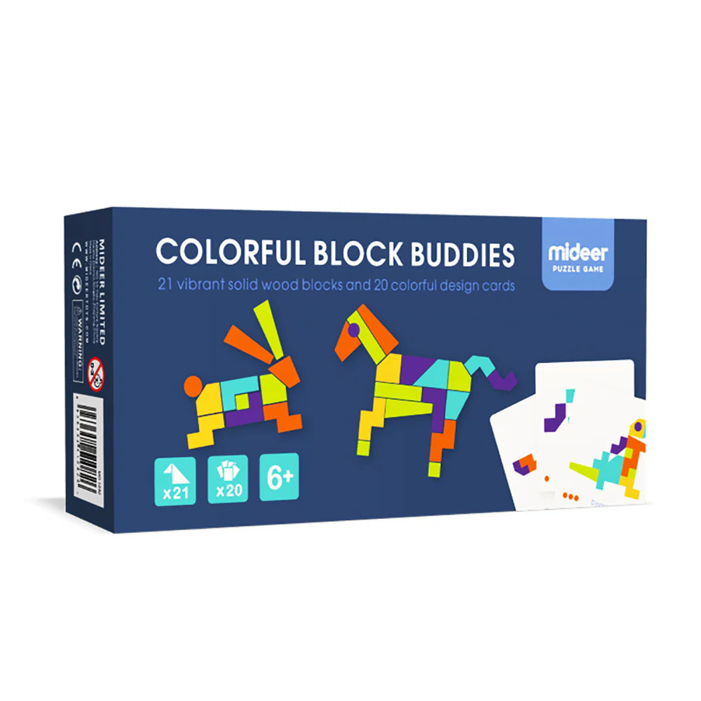MiDeer 41-Piece Wooden Geometric Imagination Puzzle Set