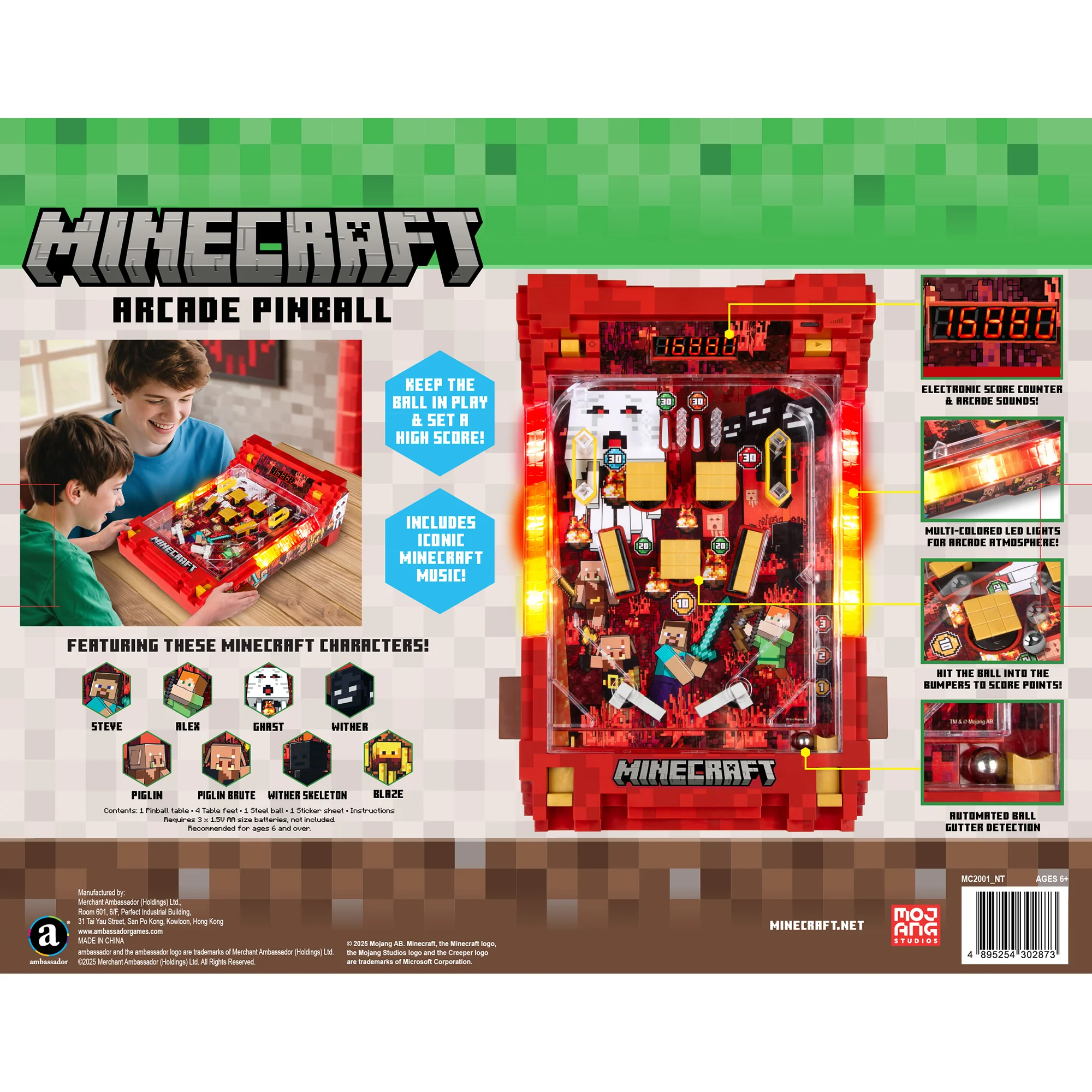 Minecraft Arcade Tabletop Pinball Machine - Nether Edition With Lights And Sounds - Image 2
