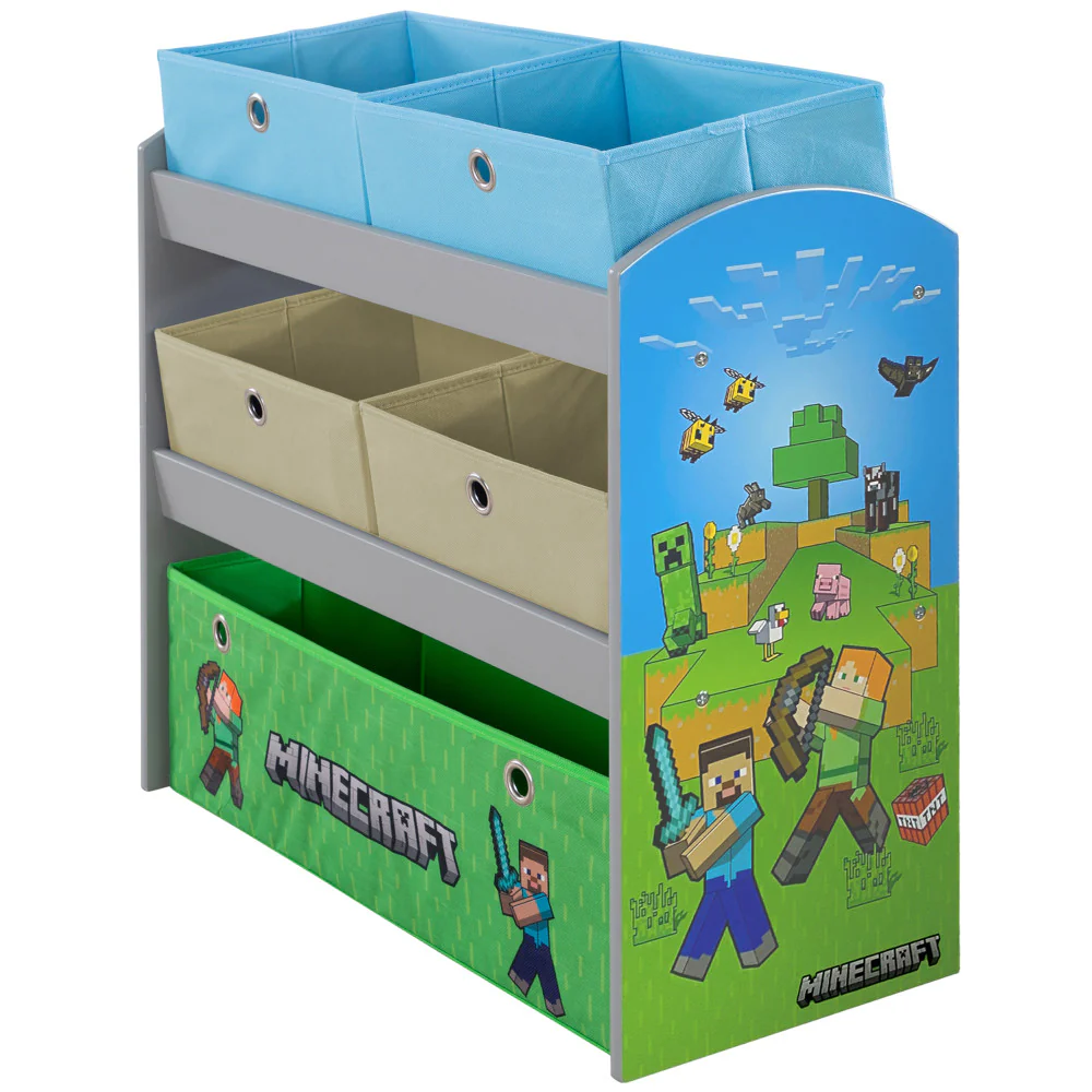 Minecraft Adventure Play Shelf with Themed Fabric Boxes - Image 5
