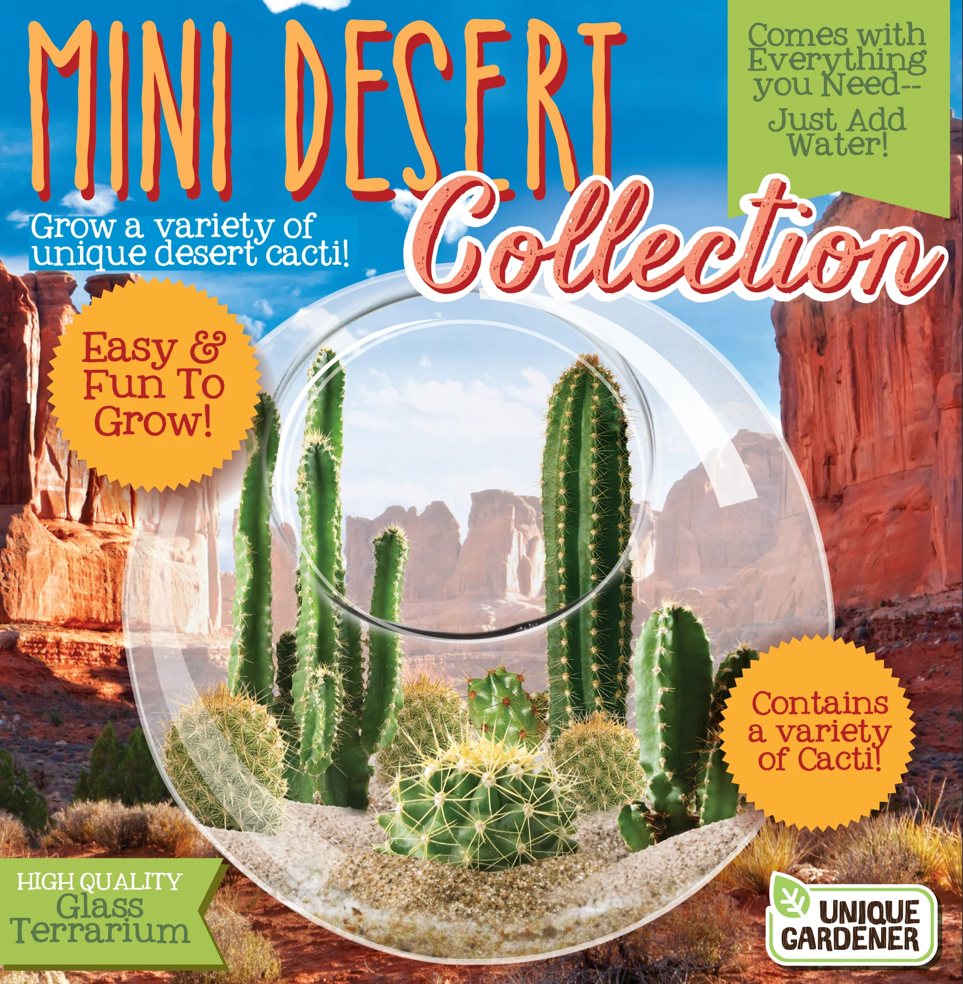 EcoSphere - Mini Desertscape - Vibrant Glass Terrarium Kit - Image 2