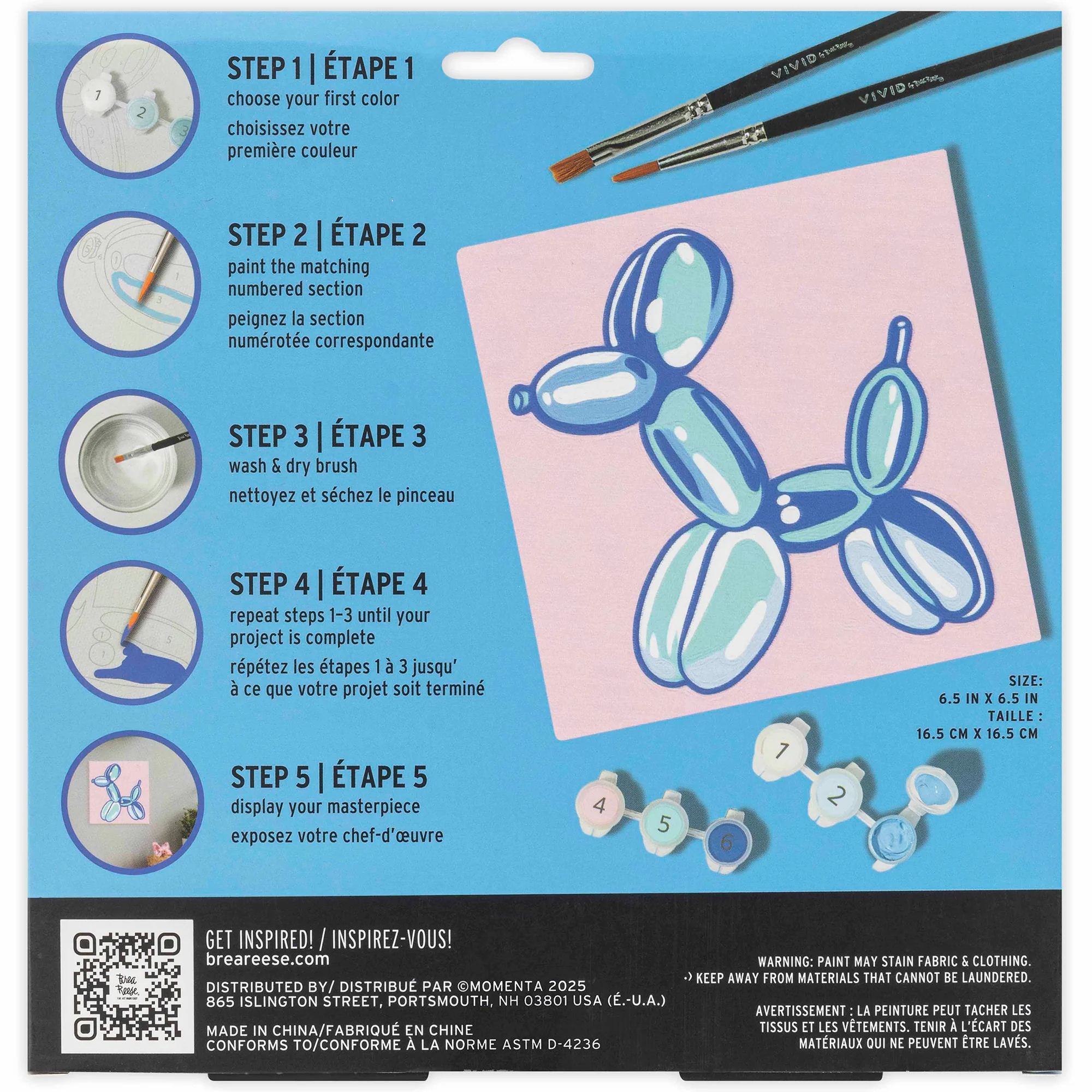 Brea Reese Mini Paint By Number Balloon Dog 6x6 Inch Canvas Kit - Image 2