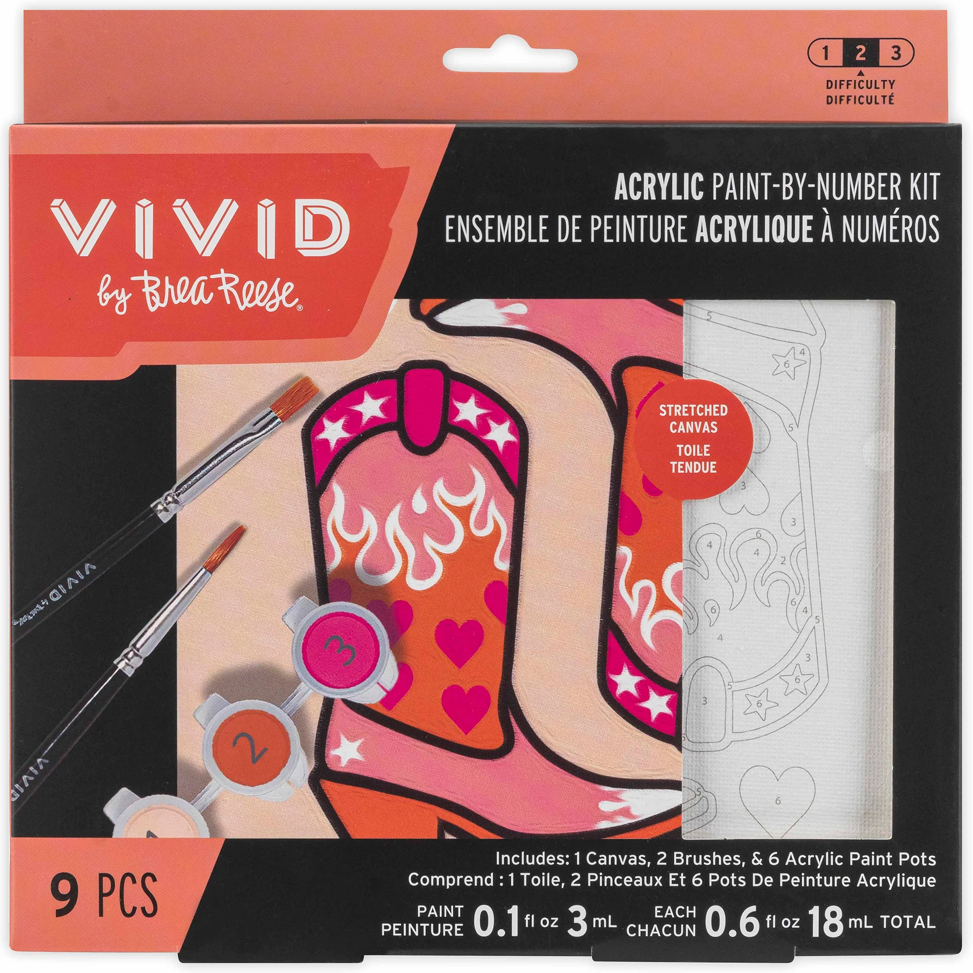 Mini Paint By Number Cowgirl Boot 6-Inch Canvas Kit