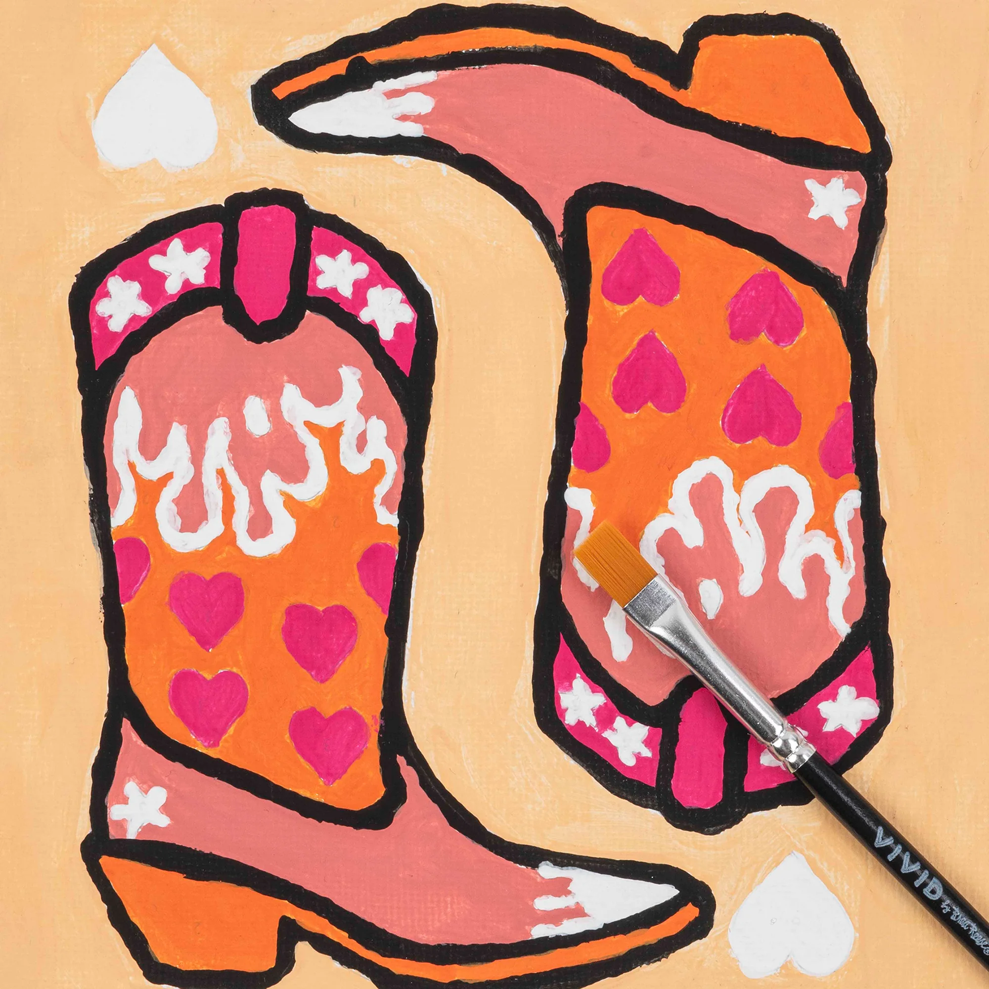 Mini Paint By Number Cowgirl Boot 6-Inch Canvas Kit - Image 4