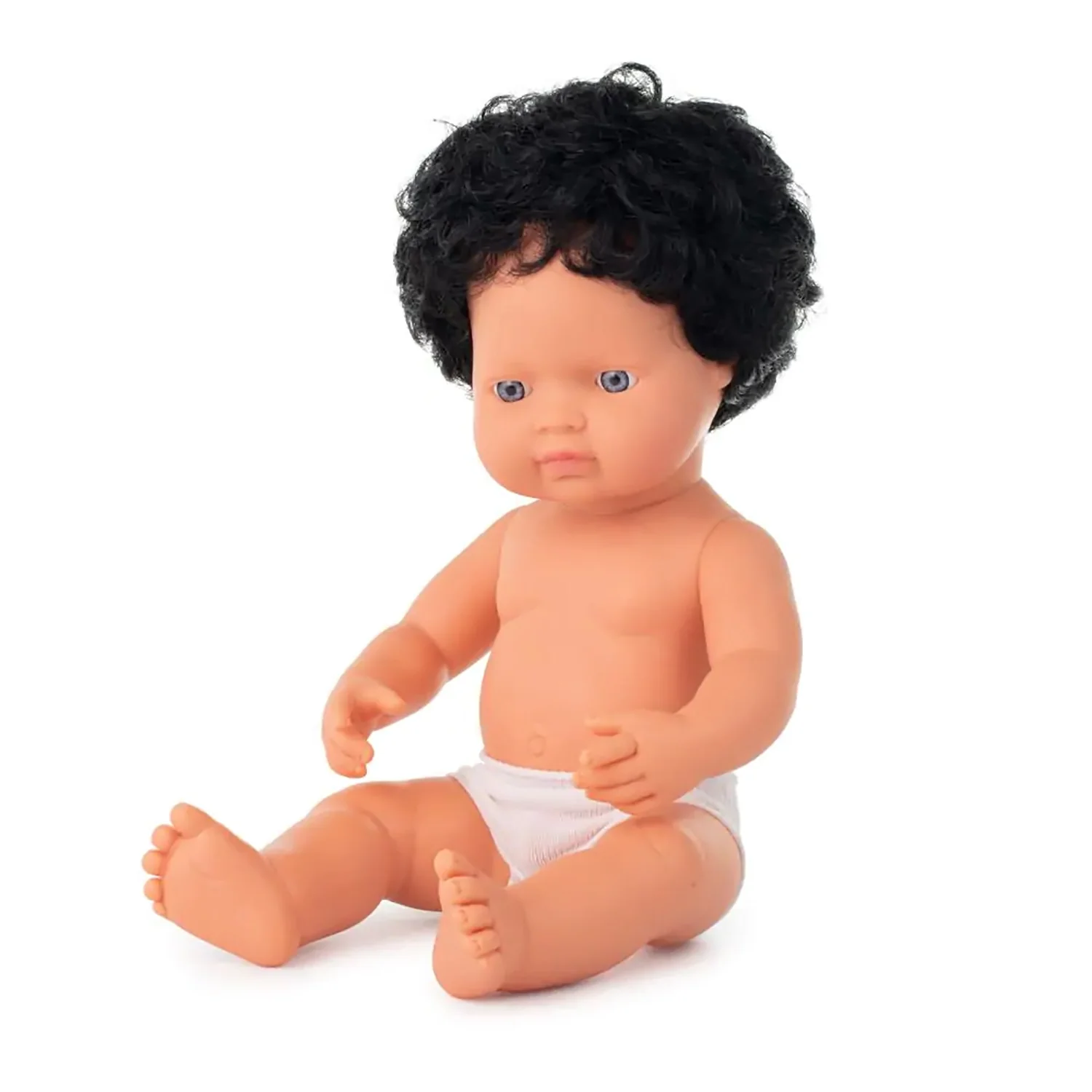 Miniland 15 inch Curly Haired Baby Doll with Underwear - Image 2