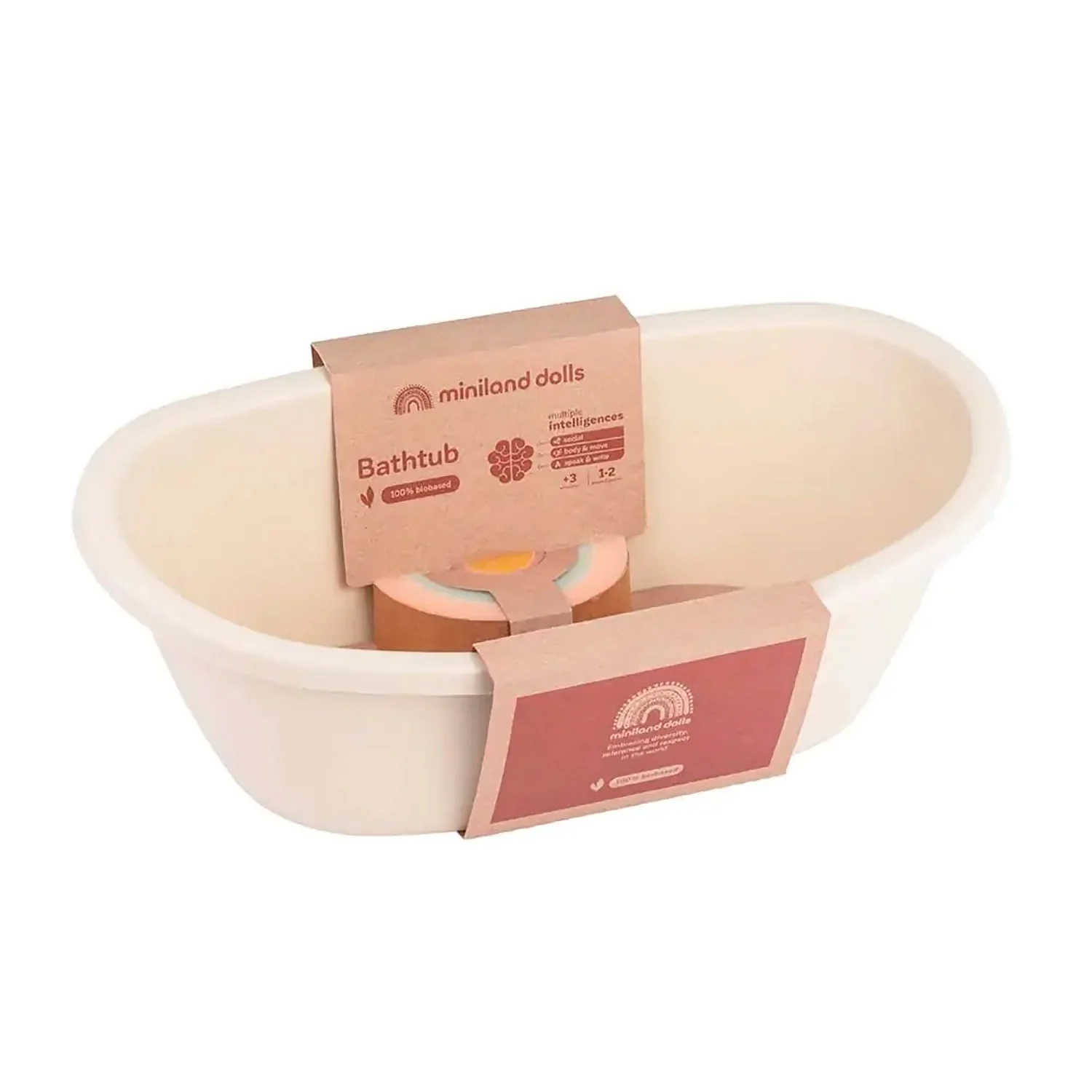 Miniland Eco-Friendly Doll Bathtub Set with Rainbow Sponge - Image 2