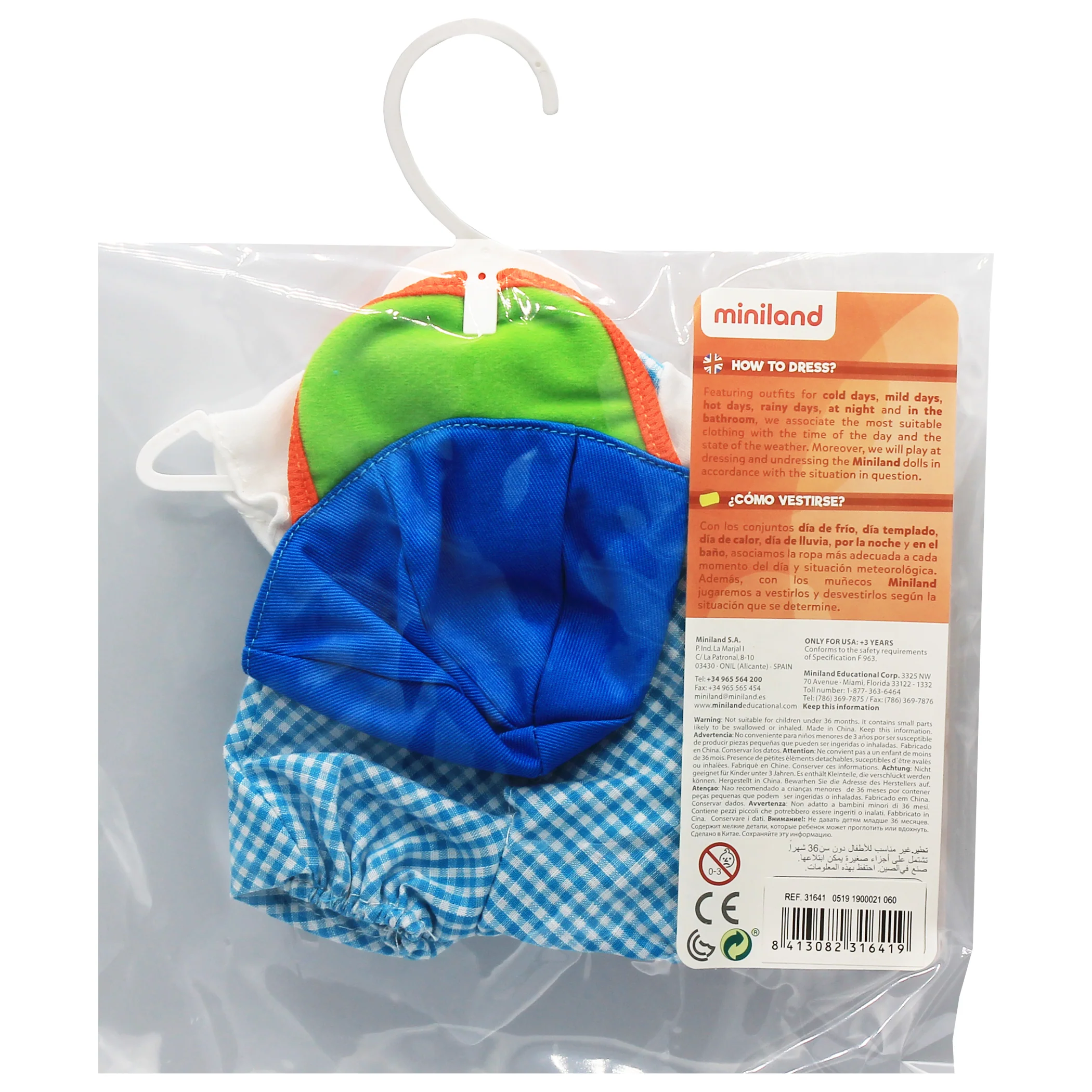 Miniland Warm Weather Jumper and Cap Outfit for 12-5/8” Dolls - Image 3