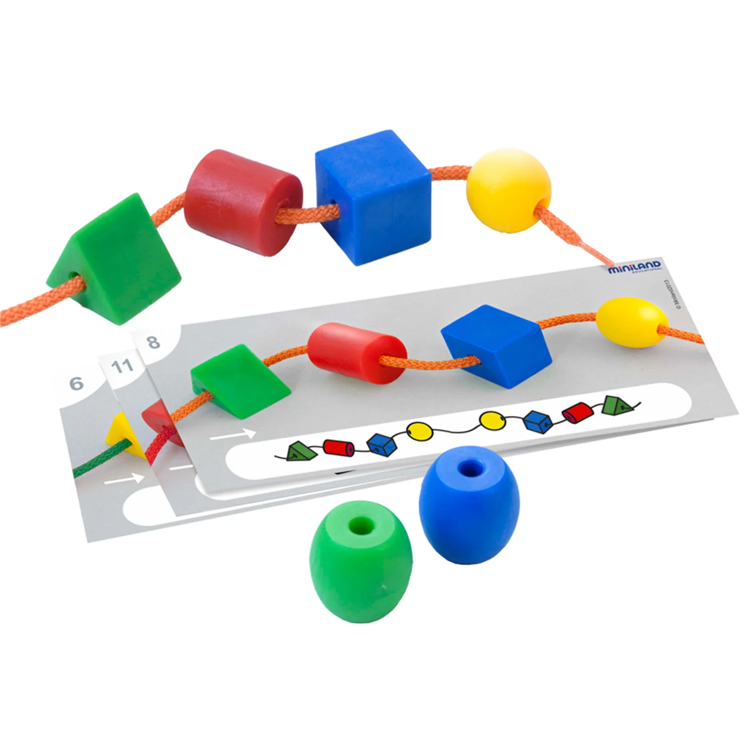 Miniland Educational Activity Shapes - Giant Beads and Laces Set - Learning Toy - Image 2