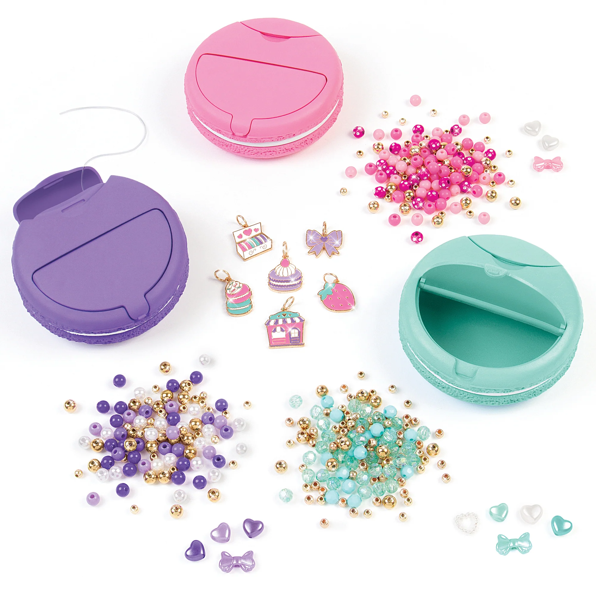 MIR Dessert-Inspired Macaron Bracelet Maker Kit - Pink, Purple, Teal - Image 2