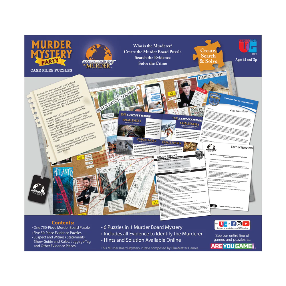 University Games Murder Mystery Party Case Files - Passport to Murder Puzzle Set - Image 3