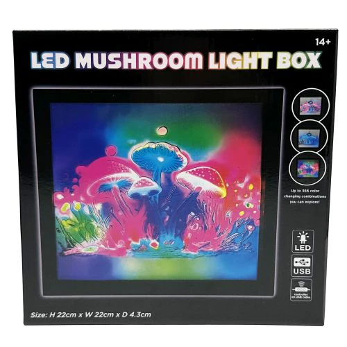 Mystical Mushroom Flowing Light Box - USB-Powered Neon Glow