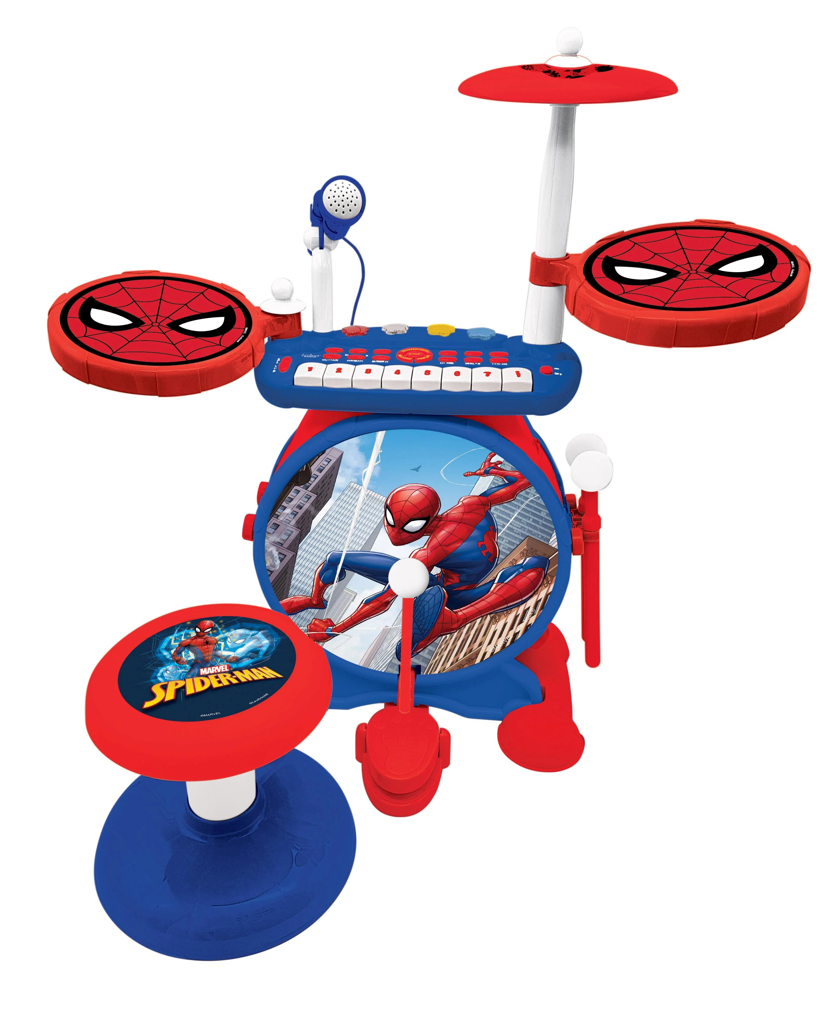 My Rock Band Spider-Man Blue/Red Electronic Drums Set with Seat - Image 3