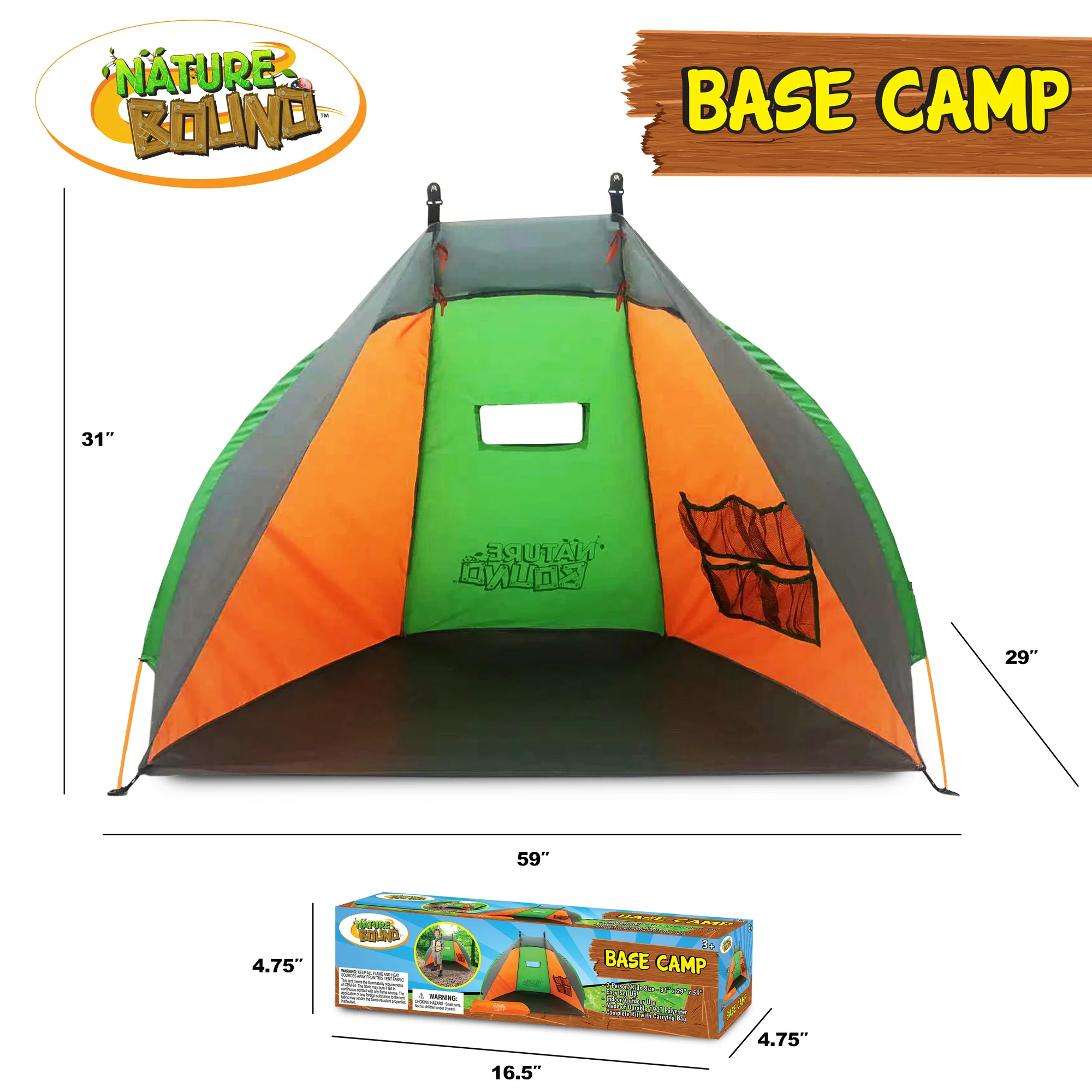 Nature Bound Base Camp Tent - Vibrant 2-Person Kids Play Tent with Easy Setup - Image 2