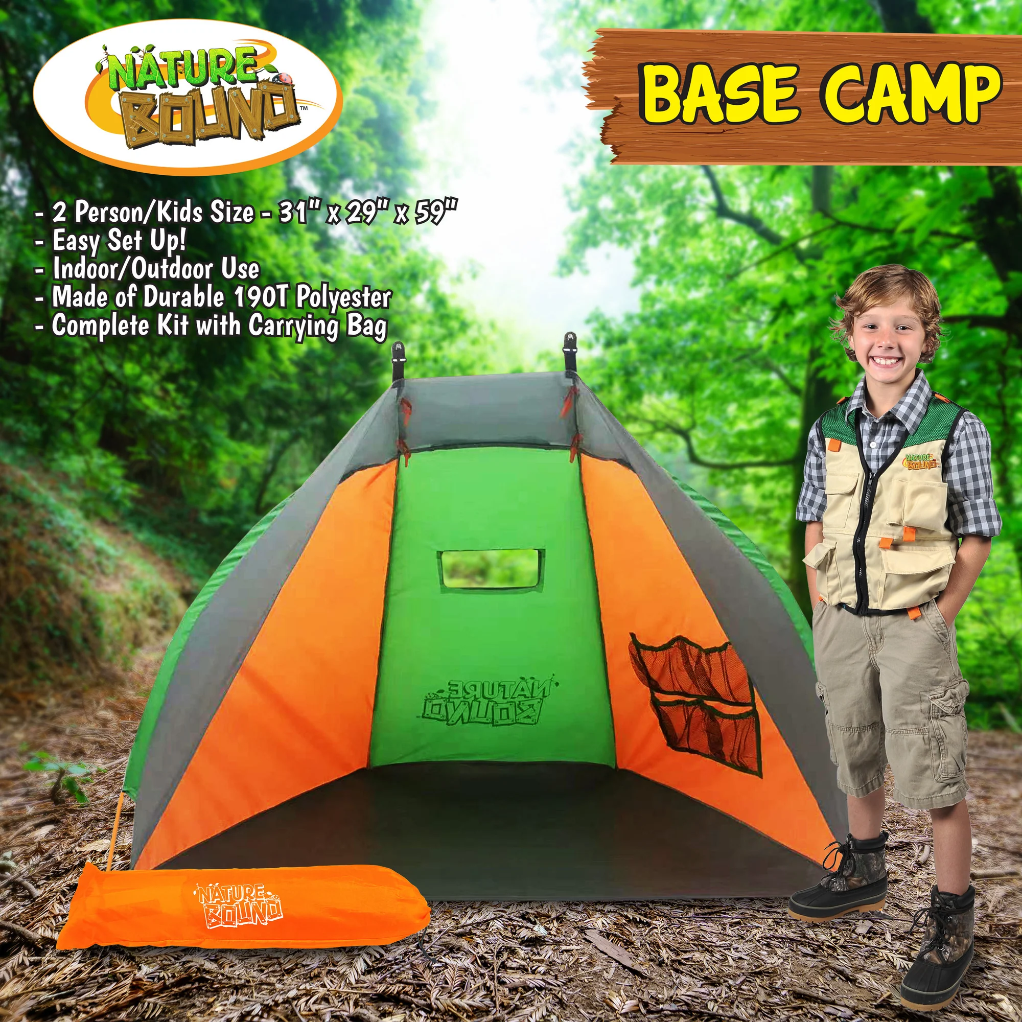 Nature Bound Base Camp Tent - Vibrant 2-Person Kids Play Tent with Easy Setup - Image 4