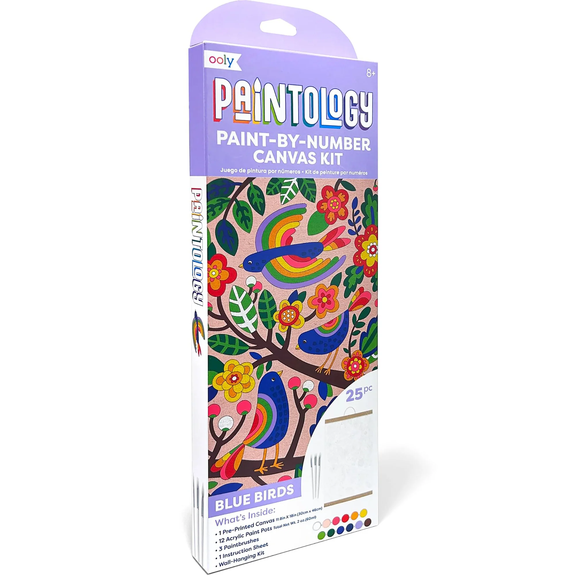 OOLY Paintology Blue Birds Paint-By-Number Canvas Kit - DIY Artwork for Ages 8+ - Image 3