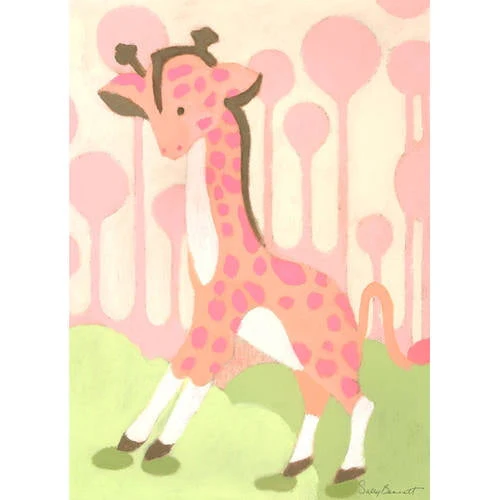 Oopsy Daisy Gigi Giraffe 14 inch Canvas Wall Art - Pink Jungle