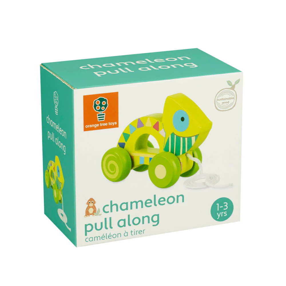Orange Tree Toys Pull-Along Chameleon - Colorful Wooden Toy for Toddlers - Image 2