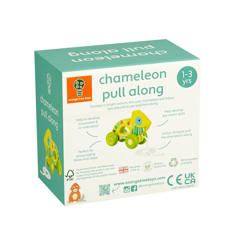 Orange Tree Toys Pull-Along Chameleon - Colorful Wooden Toy for Toddlers - Image 3