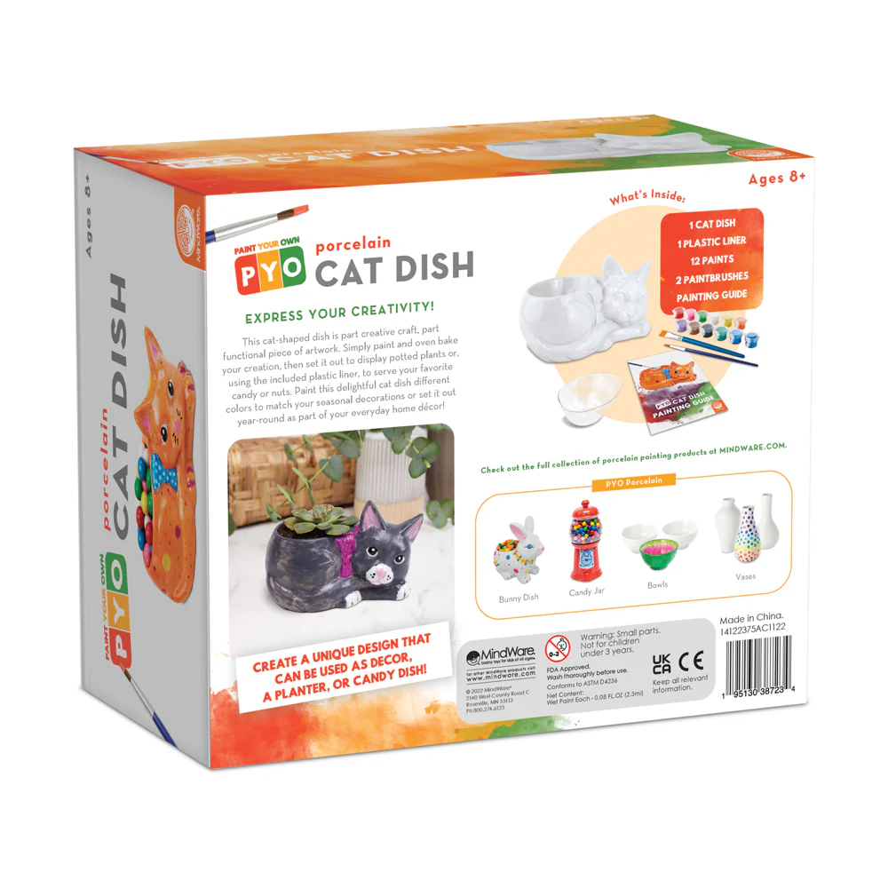 MindWare Creative Arts Paint Your Own Porcelain Cat Dish Kit - Image 2