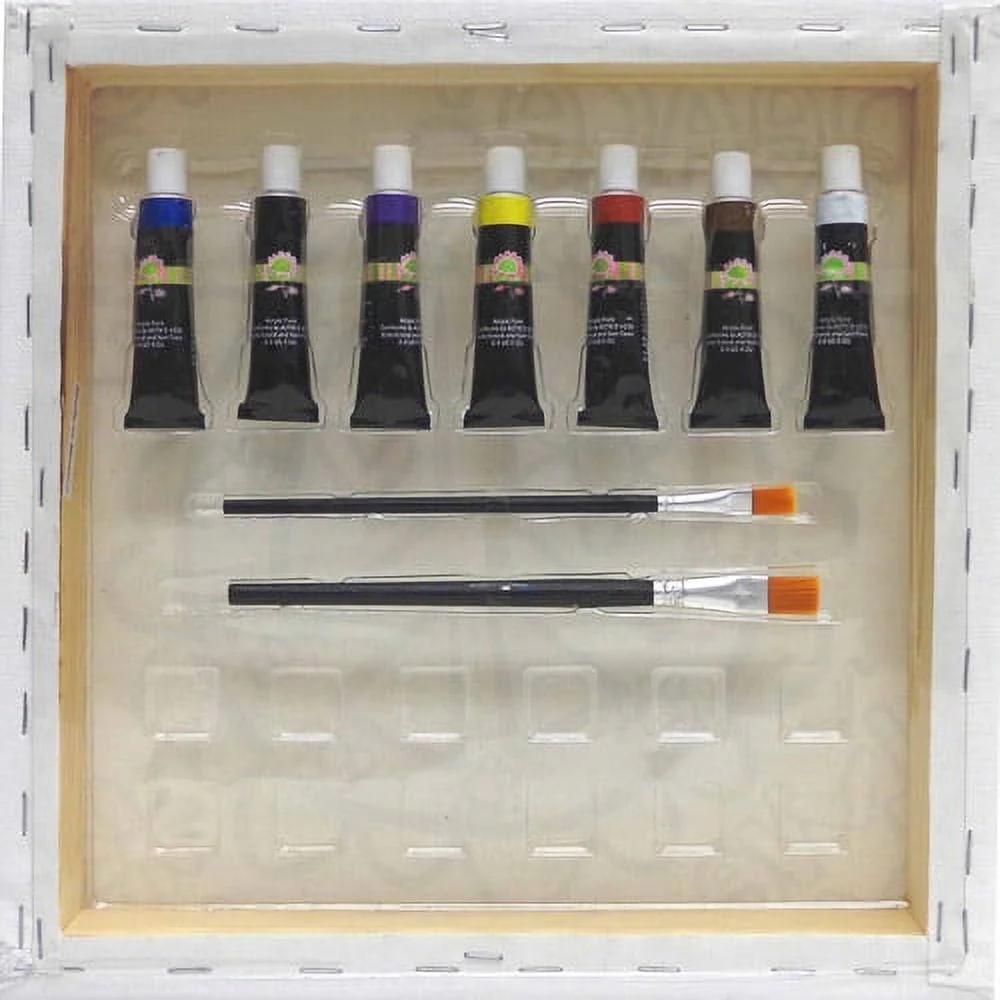 Paintadoodle Grizzly Bear Art Kit 12x12 Canvas Painting Set