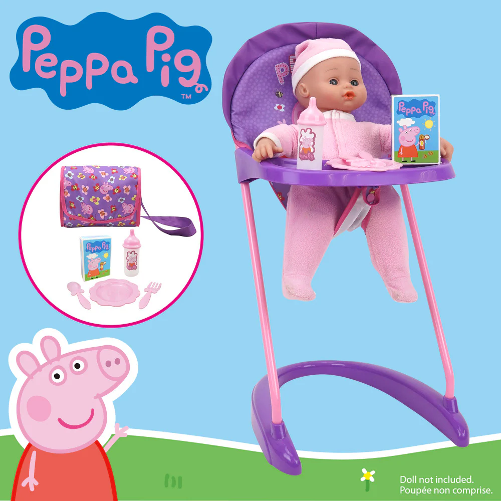 Peppa Pig Stroll N' Feed Playset - Floral Pink & Purple - Image 4