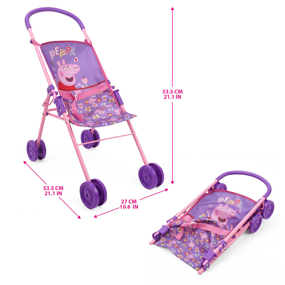 Peppa Pig Stroll N' Feed Playset - Floral Pink & Purple - Image 5