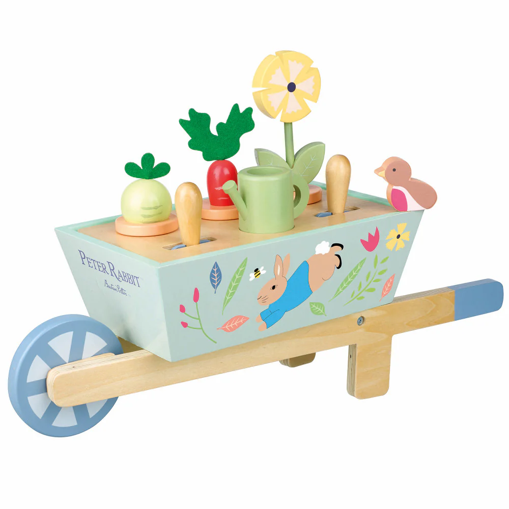 Peter Rabbit Wooden Garden Wheelbarrow Playset - Ages 3+