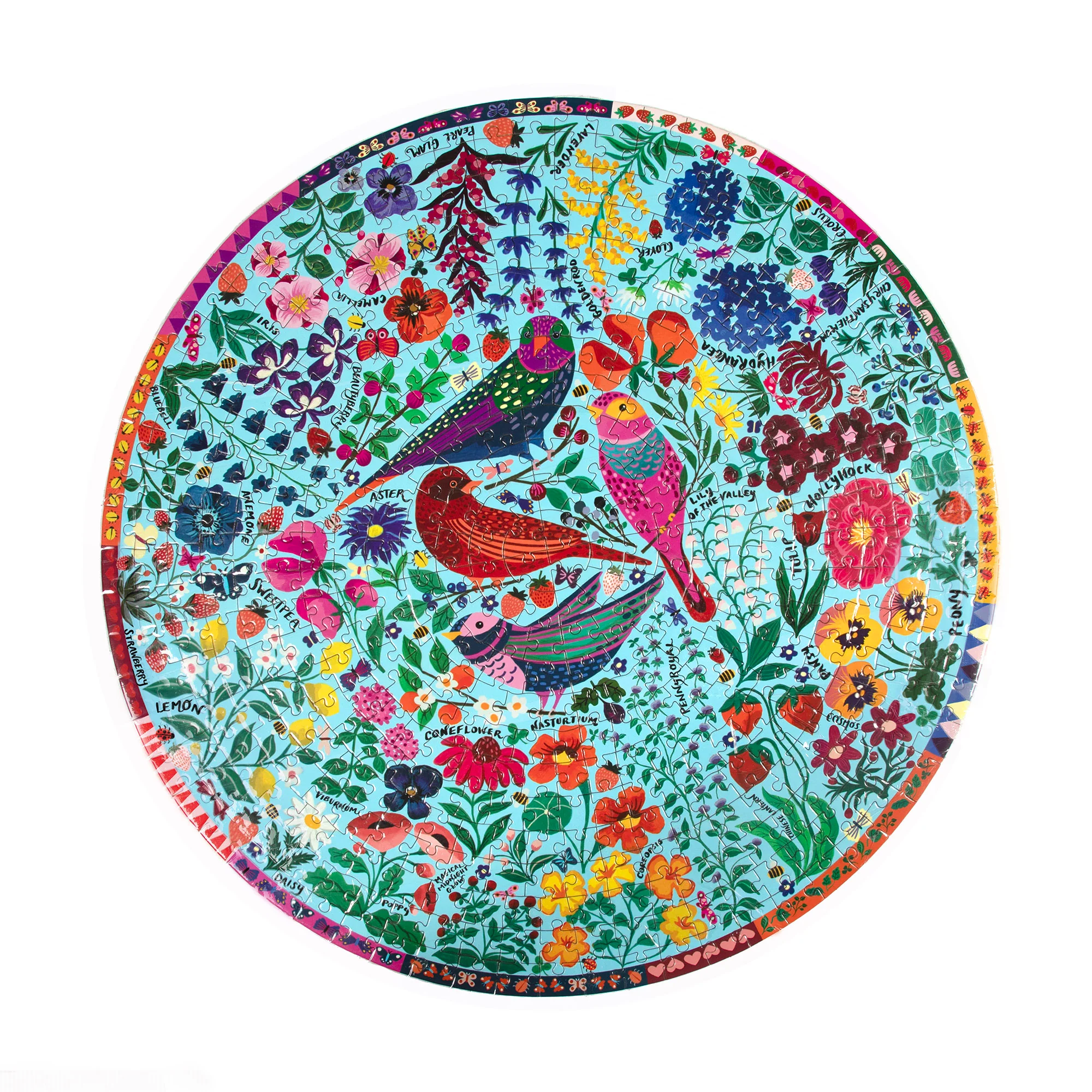 Piece&Love Four Birds Round Jigsaw Puzzle - 500 pc