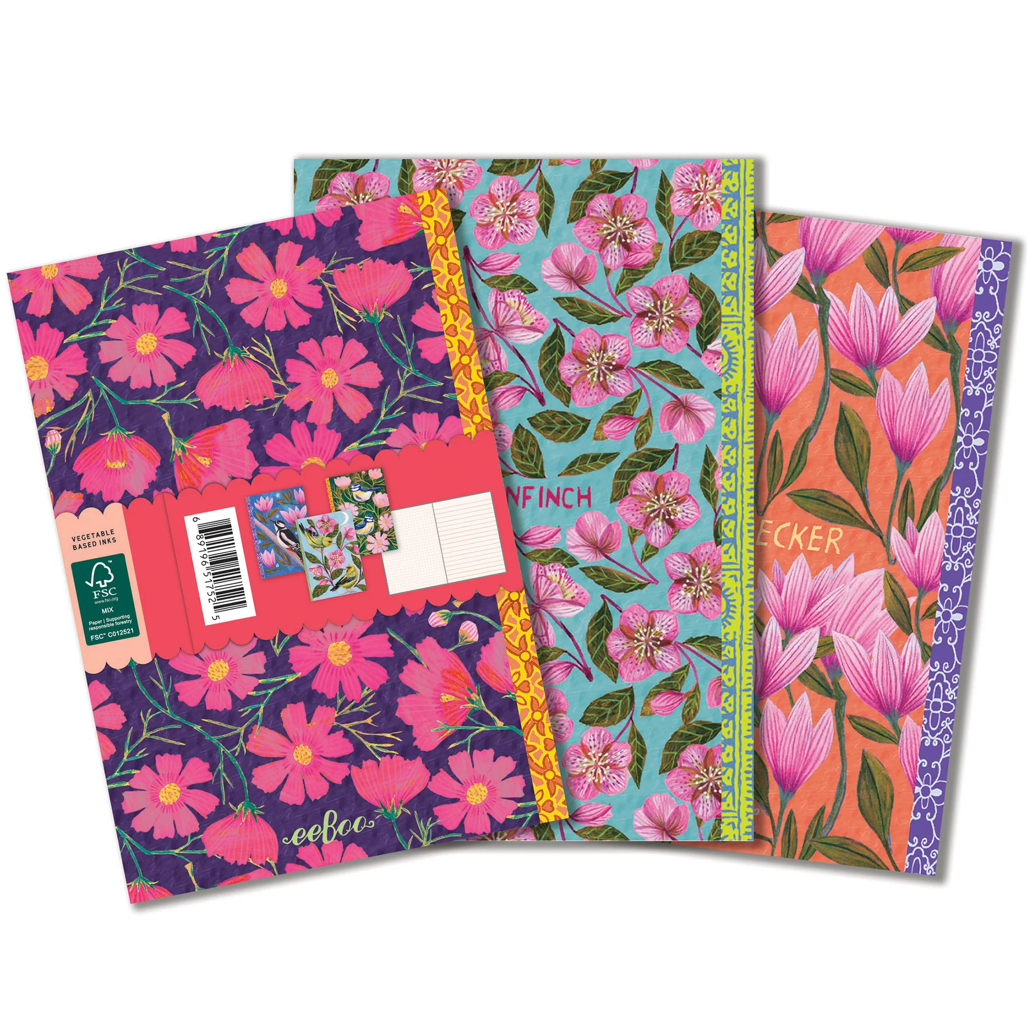 Eeboo Piece & Love Birds Notebook Set With 3 Journals - Image 2