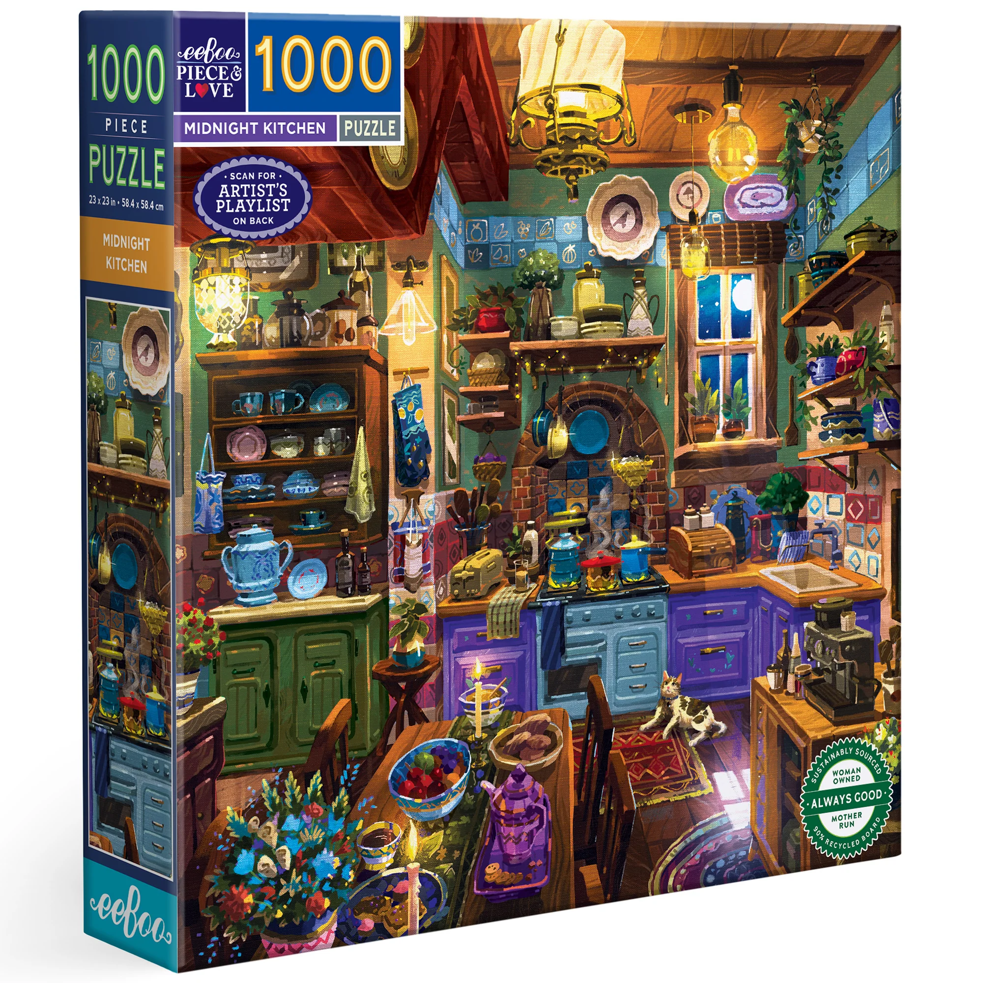 eeBoo Piece & Love Midnight Kitchen 1000-Piece Square Puzzle
