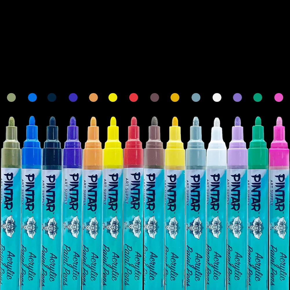 Pintar Craft Series Acrylic Paint Markers - Medium 5mm Tip, 14 Pack Vibrant Colors