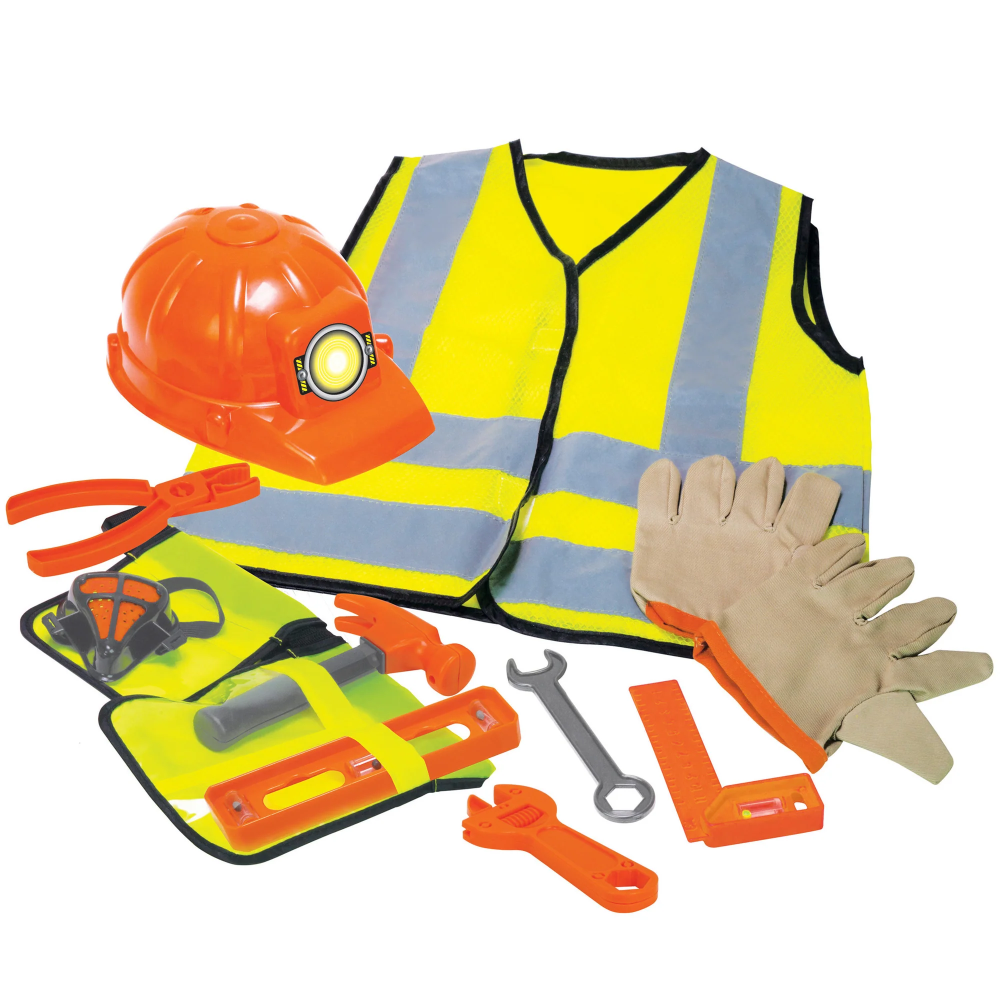 Playful Minds 12pc Construction Worker Dress-Up Set - Yellow/Orange - Kids 3+