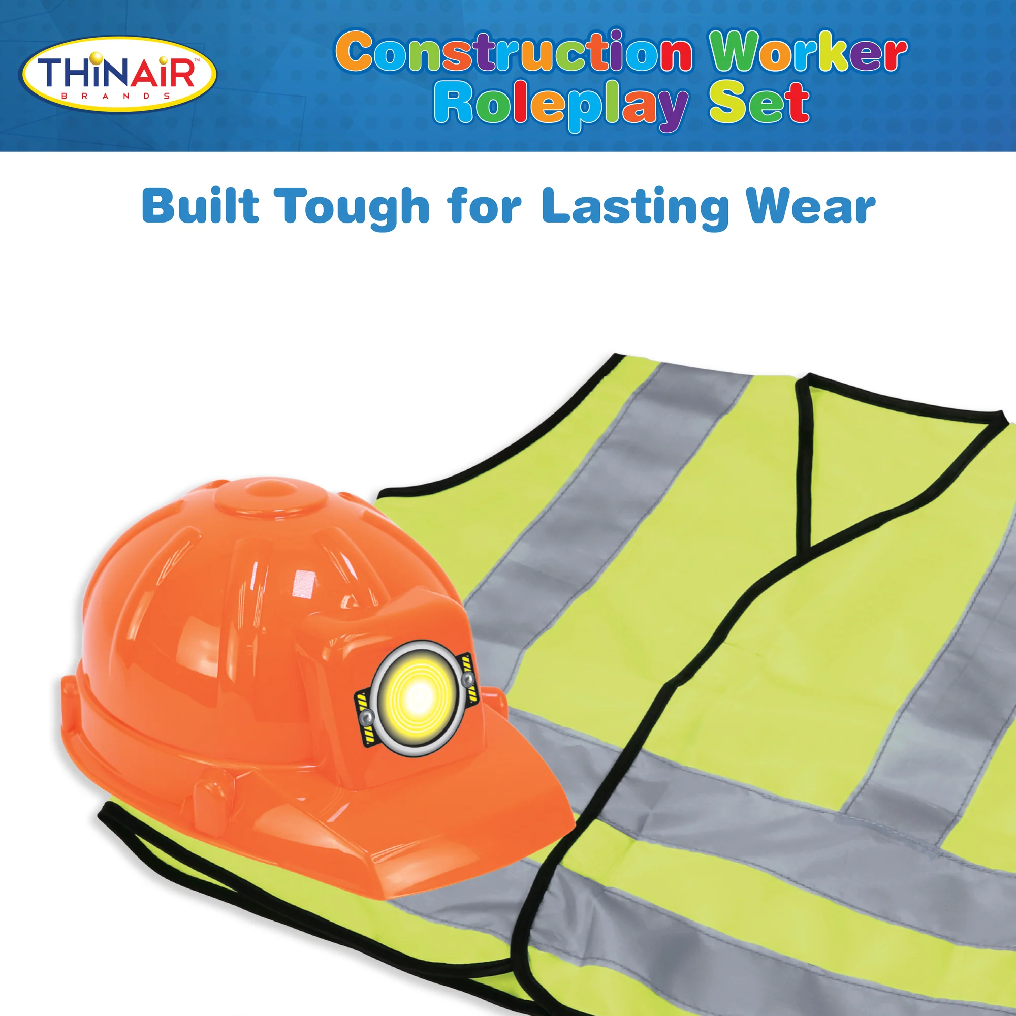 Playful Minds 12pc Construction Worker Dress-Up Set - Yellow/Orange - Kids 3+ - Image 5