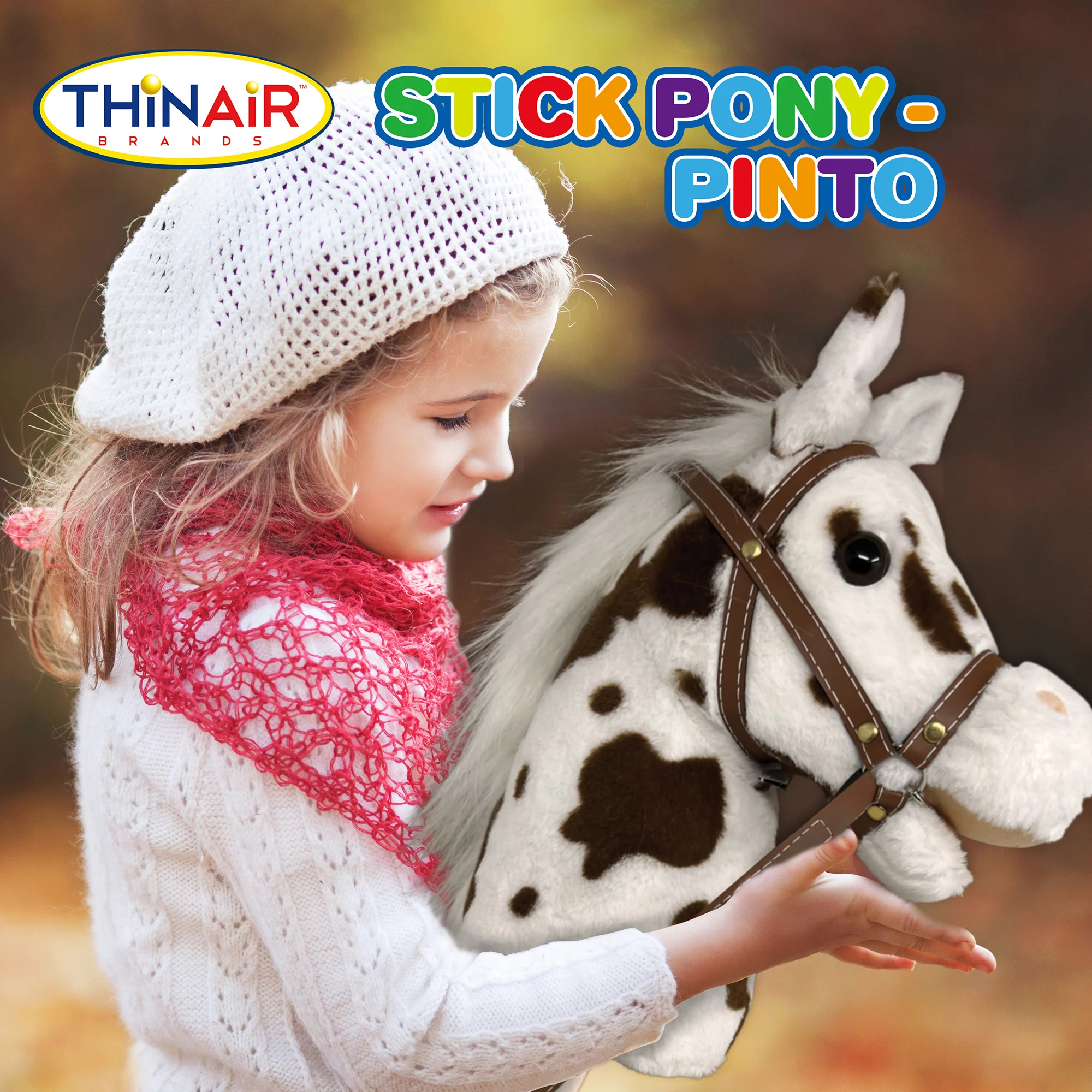 Playful Minds: Pinto Stick Pony - Ride-On Toy with Sounds, White & Brown - Image 5