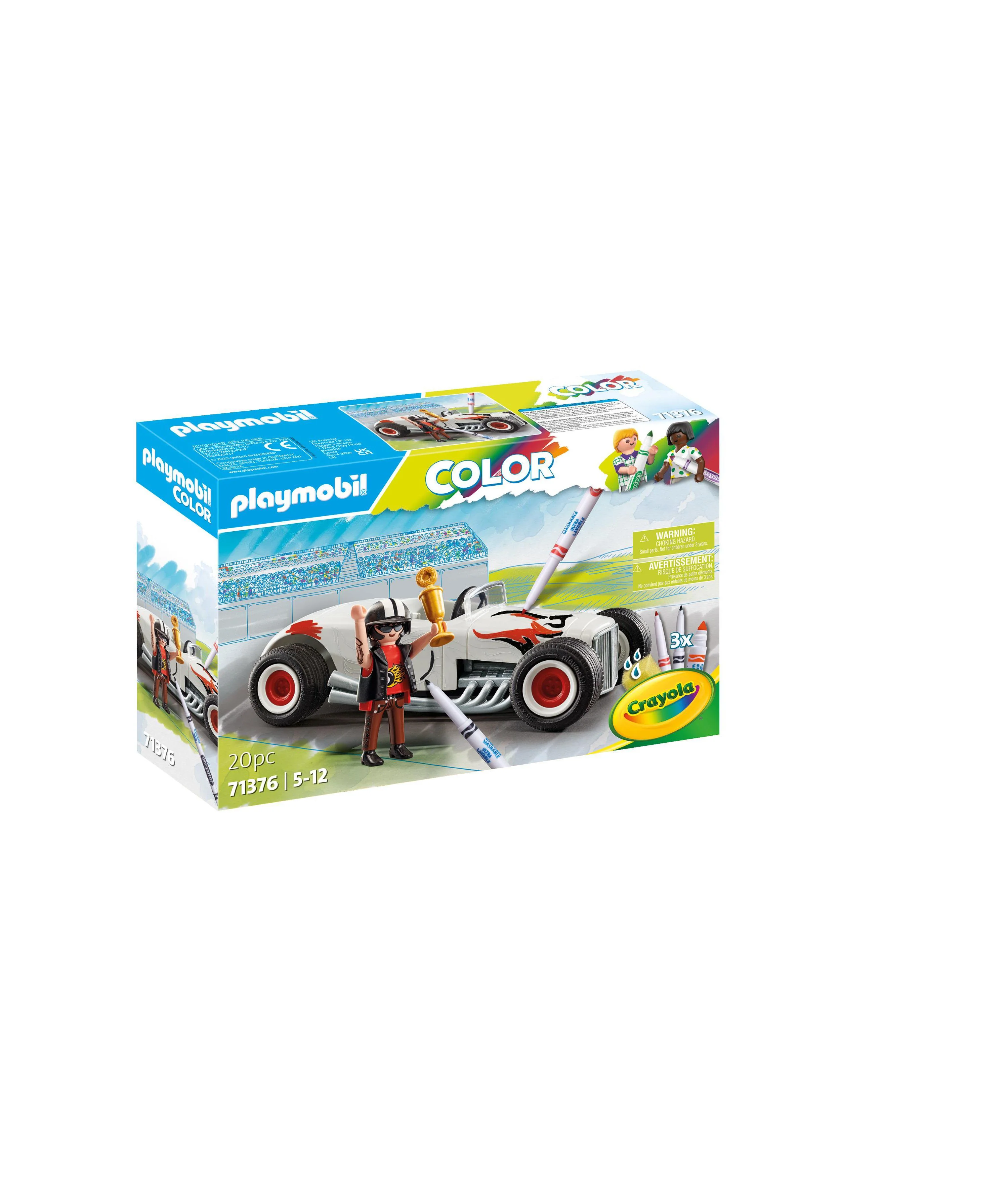 PLAYMOBIL Color Series Crayola Hot Rod Customizable Toy Car Set - Image 5