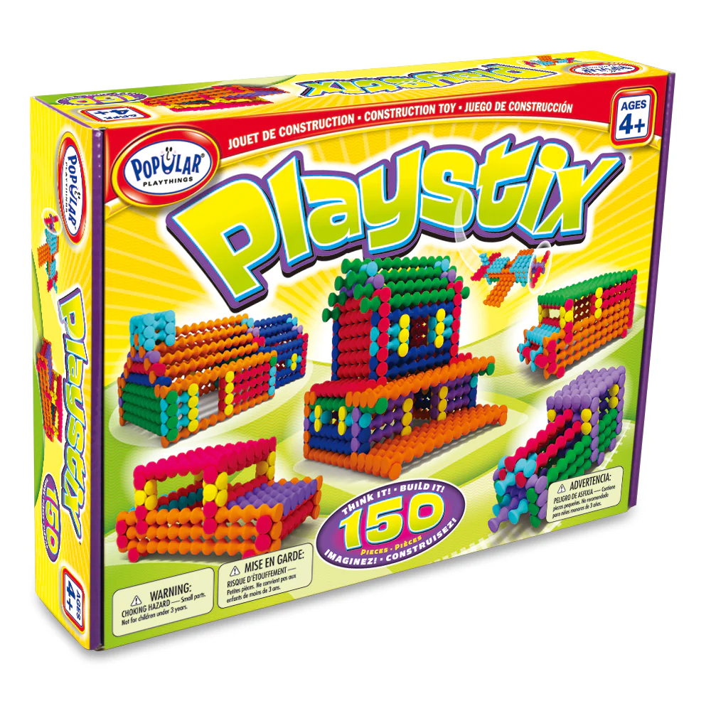 Popular Playthings Playstix 150 Piece Set - Colorful Construction Toy